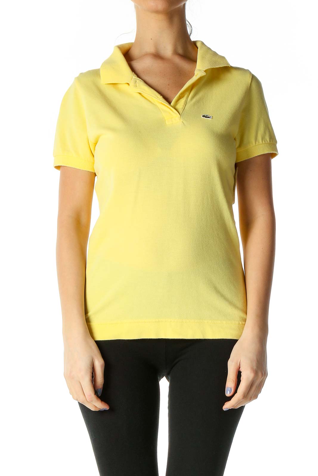 Yellow Solid Casual Polo Shirt Front