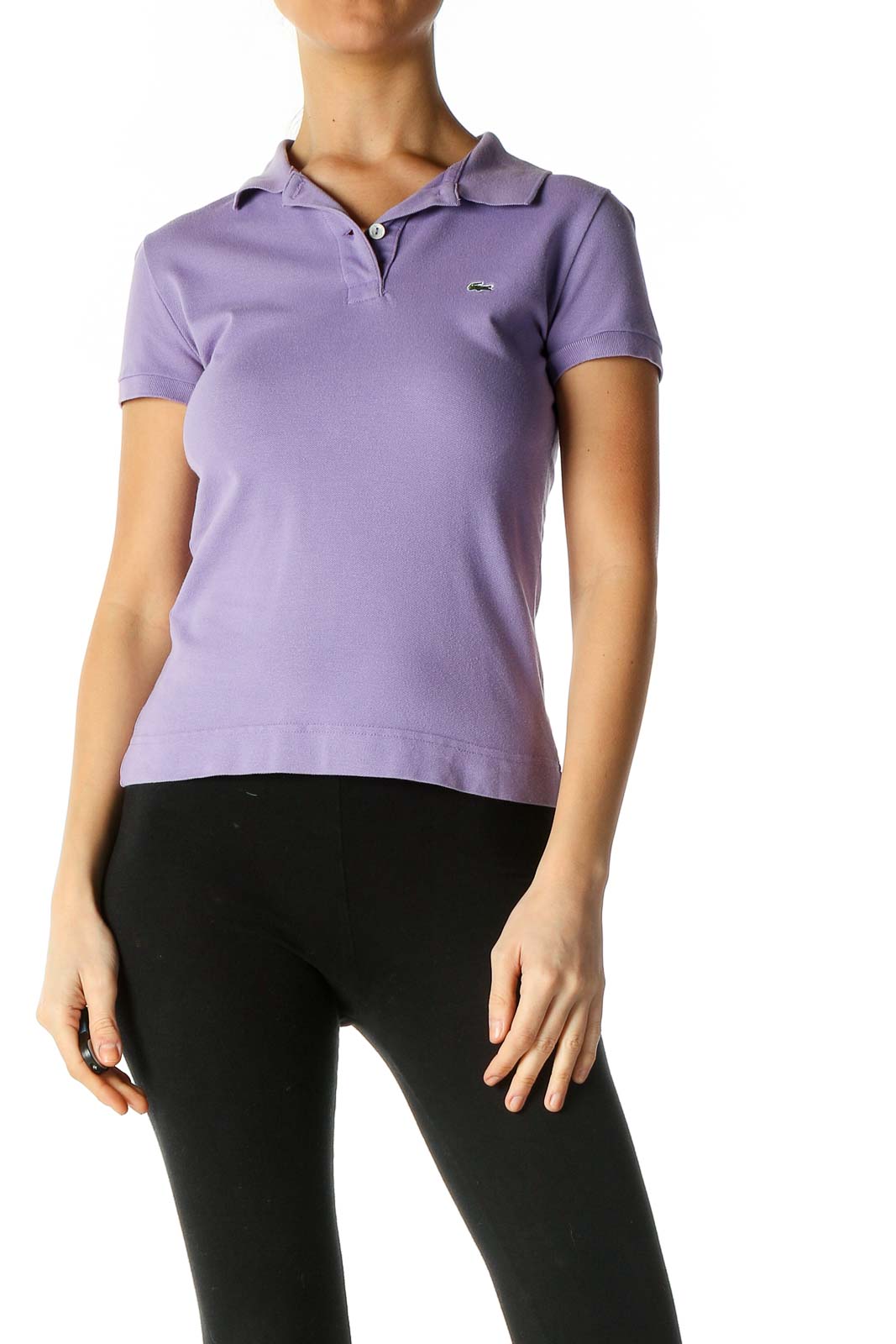 Purple Solid Casual Polo Shirt Front