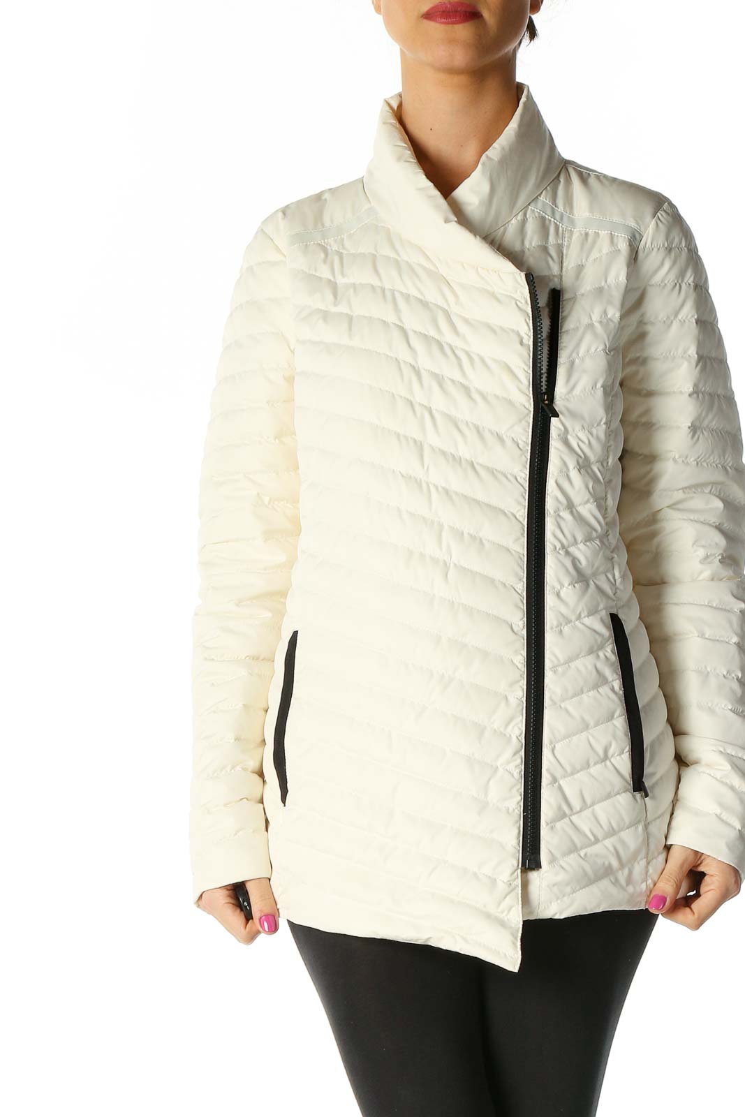 Athleta Beige Puffer Jacket Polyester Nylon Feathers SilkRoll