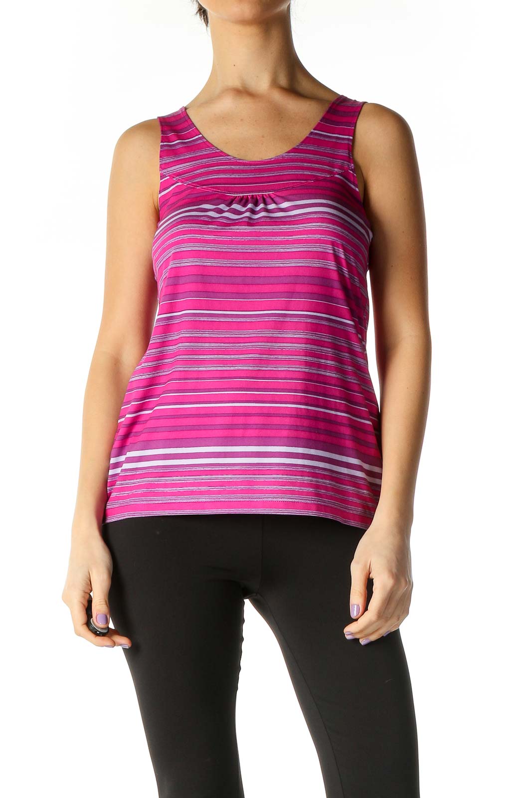 Pink Striped Tank Top Front