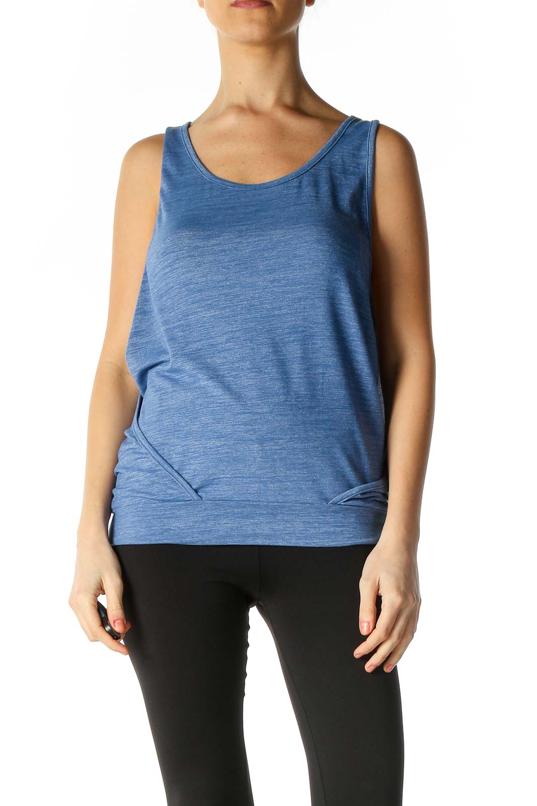 Blue Solid Casual Tank Top Front
