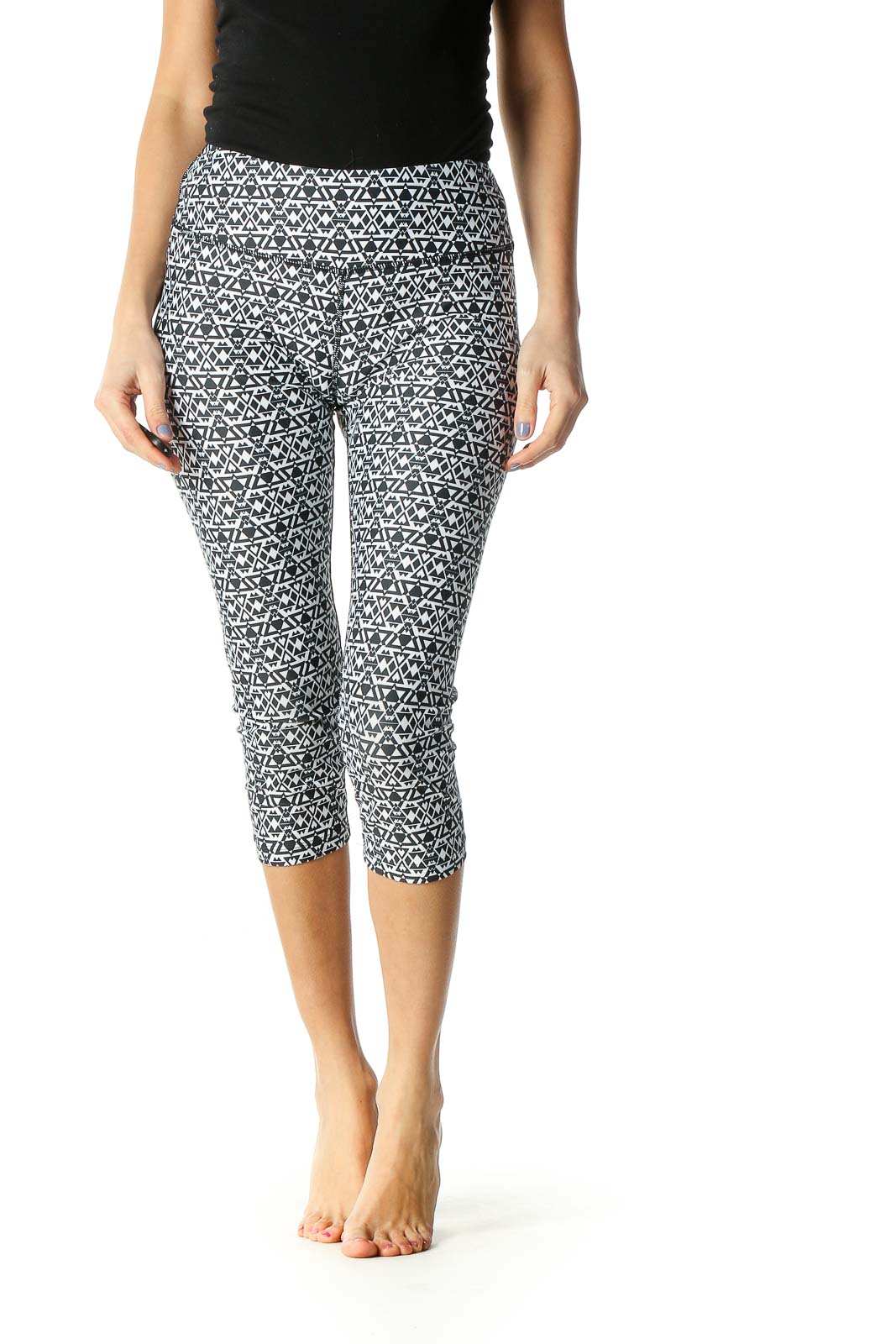 White Animal Print Casual Leggings Front