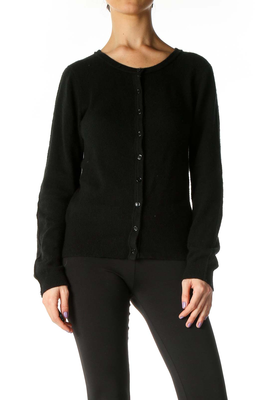 Black Solid Formal Sweater Front