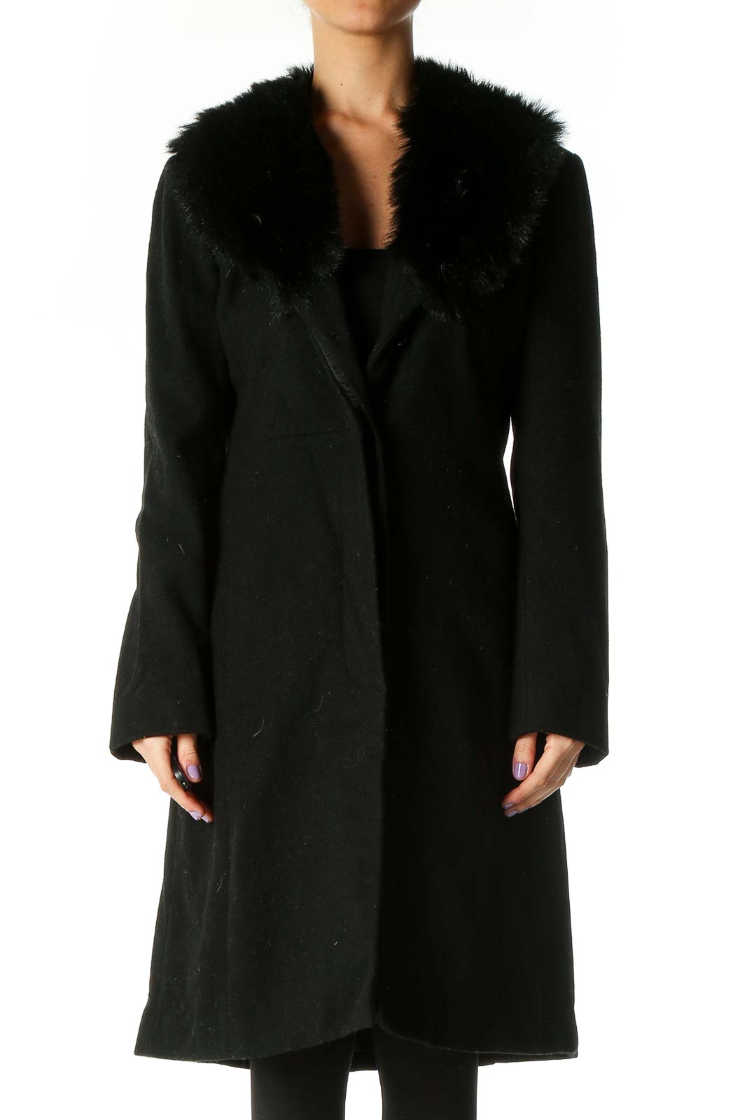 Black Parka Coat Front