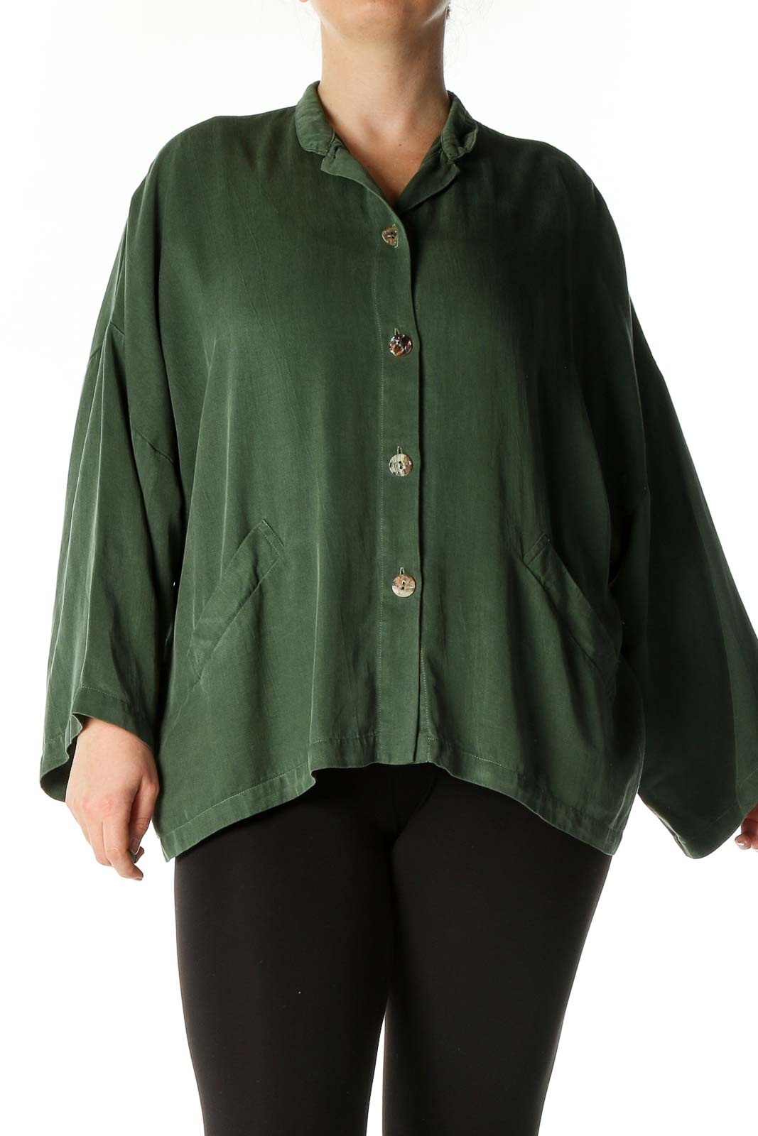 Green Solid Shirt Front