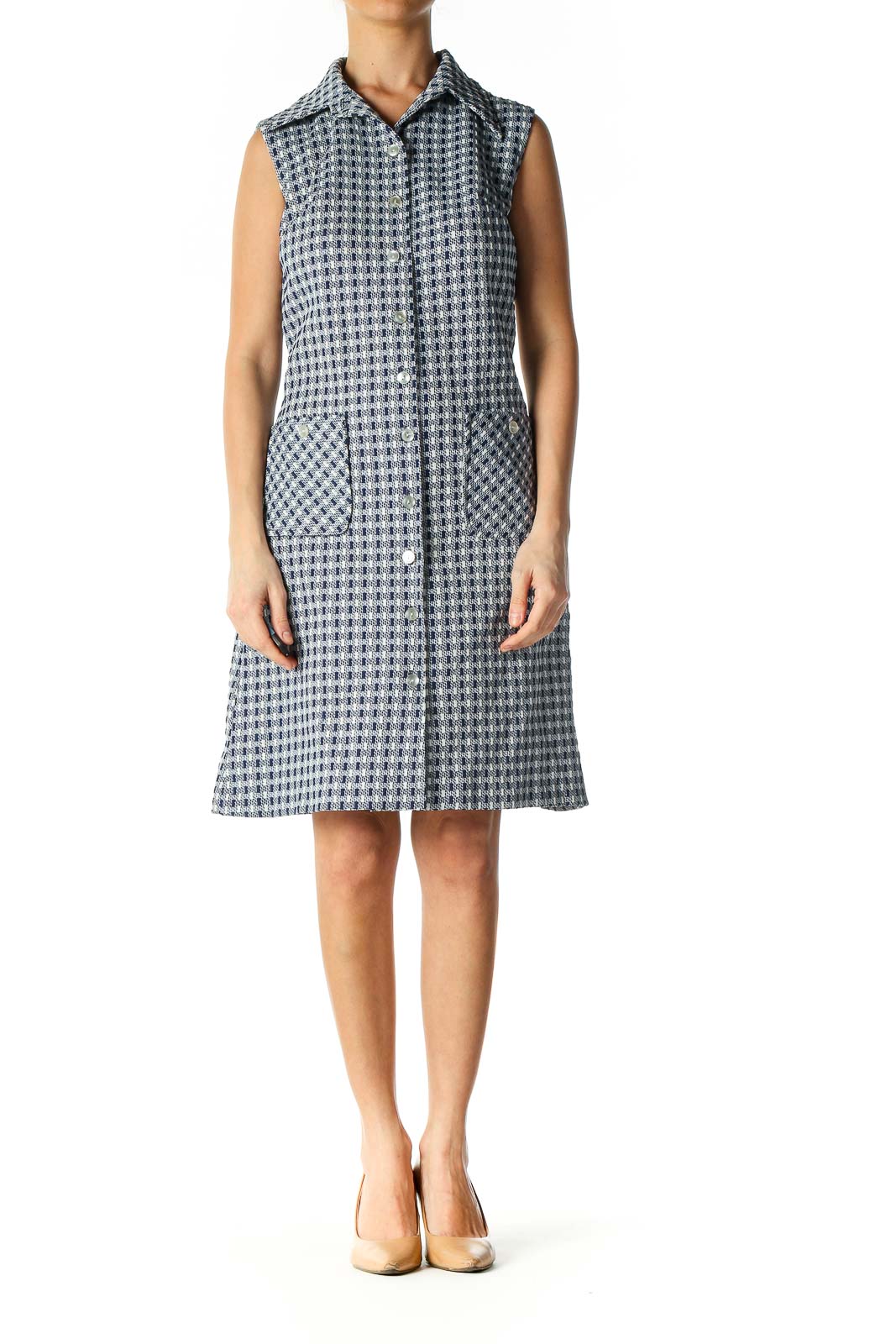 SilkRoll - Gray Houndstooth Dress 