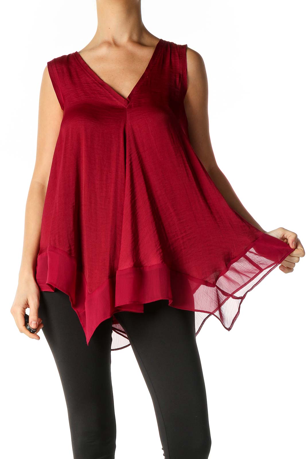 Red Bohemian Casual Top Front