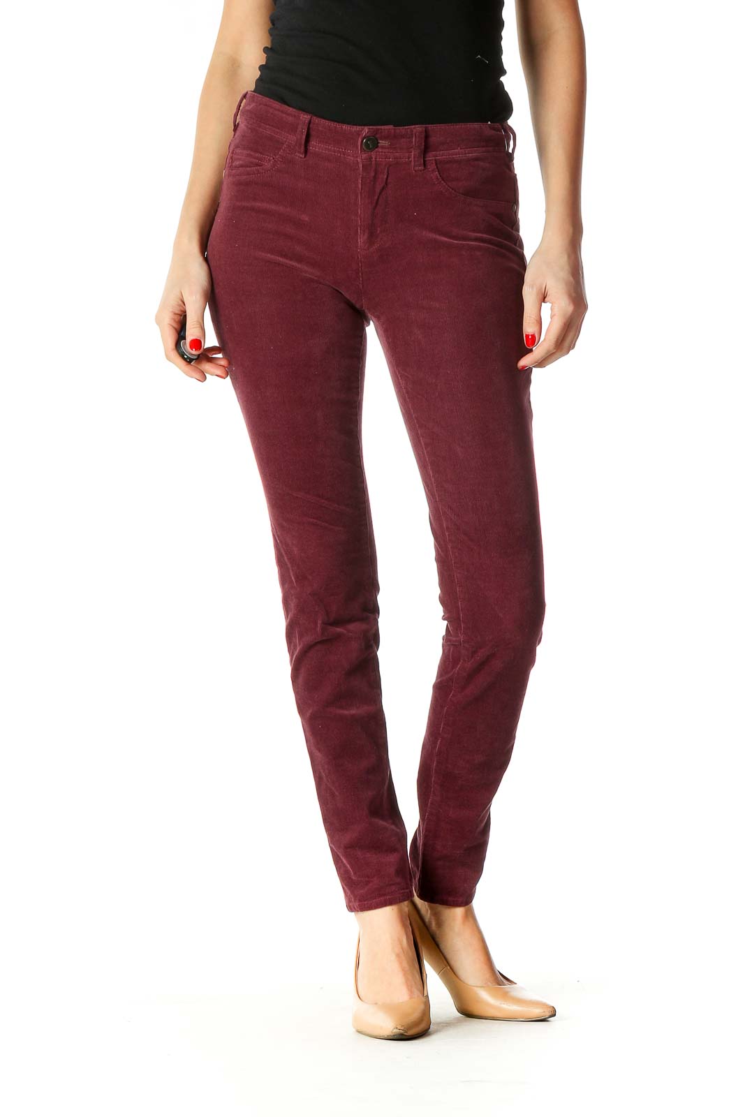Brown Casual Straight Leg Jeans Front