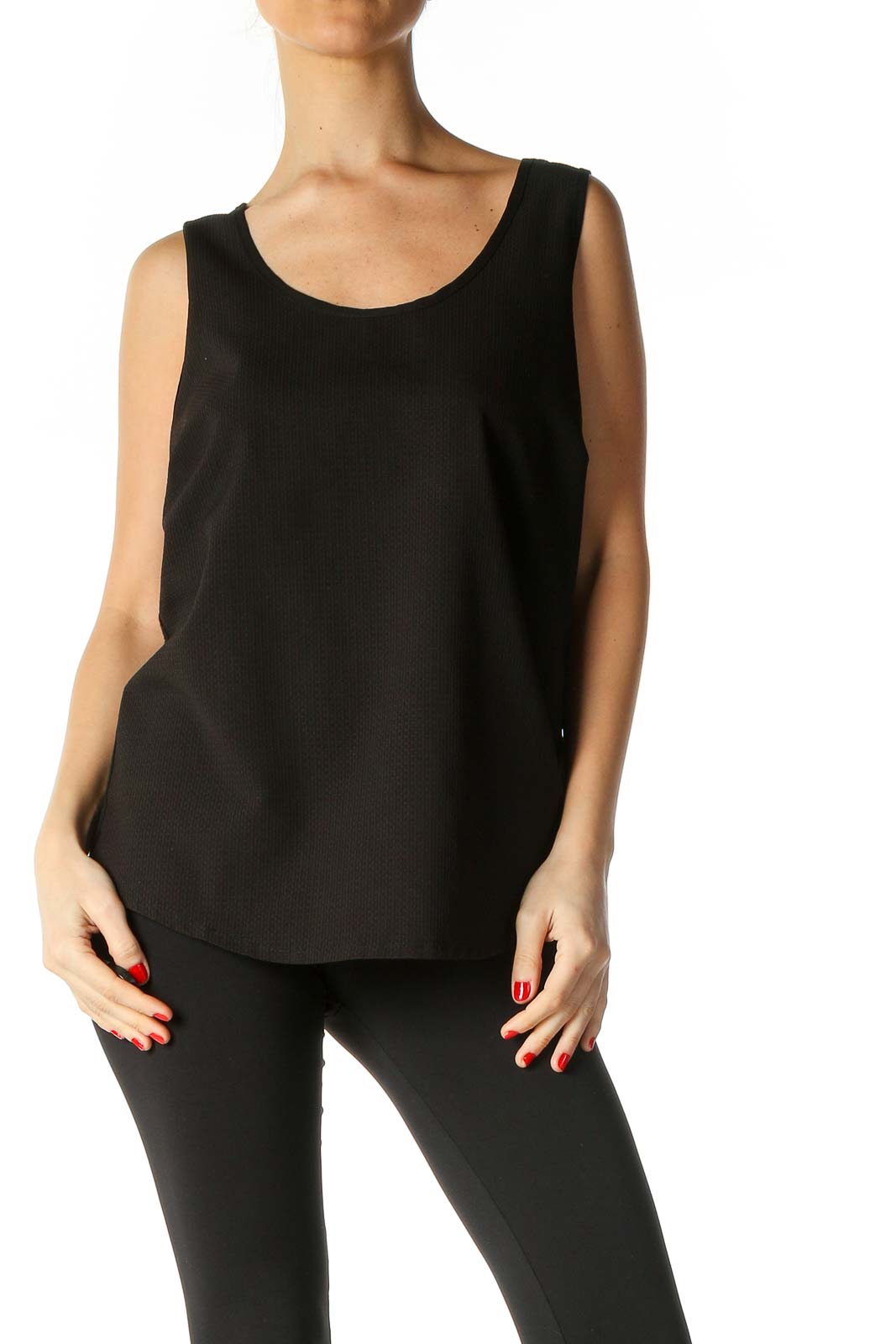 Black Solid Tank Top Front
