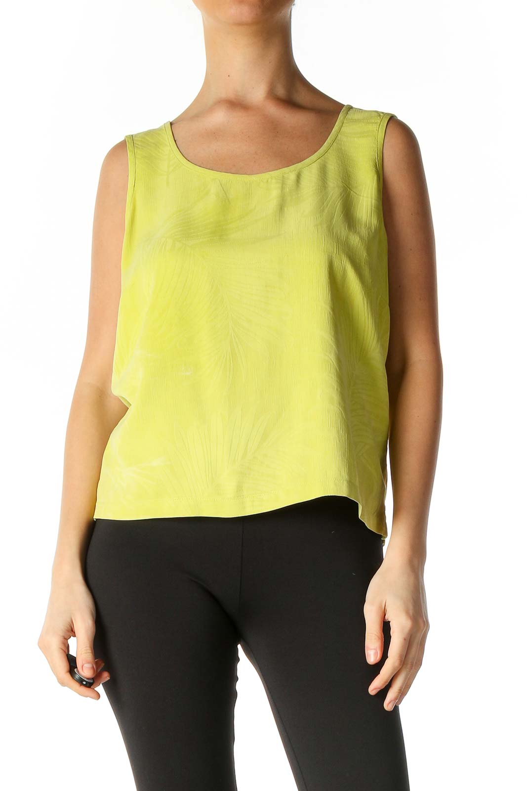 Yellow Solid Casual Blouse Front