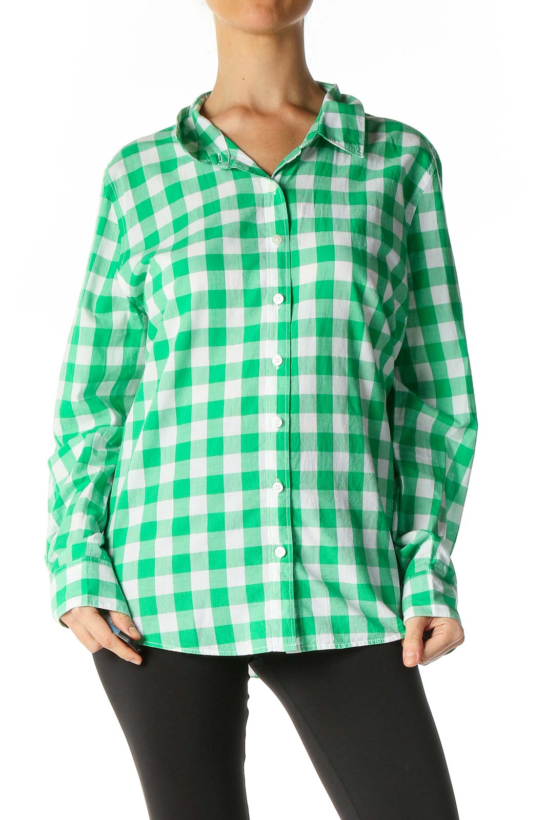 Green Checkered Semiformal Shirt Front