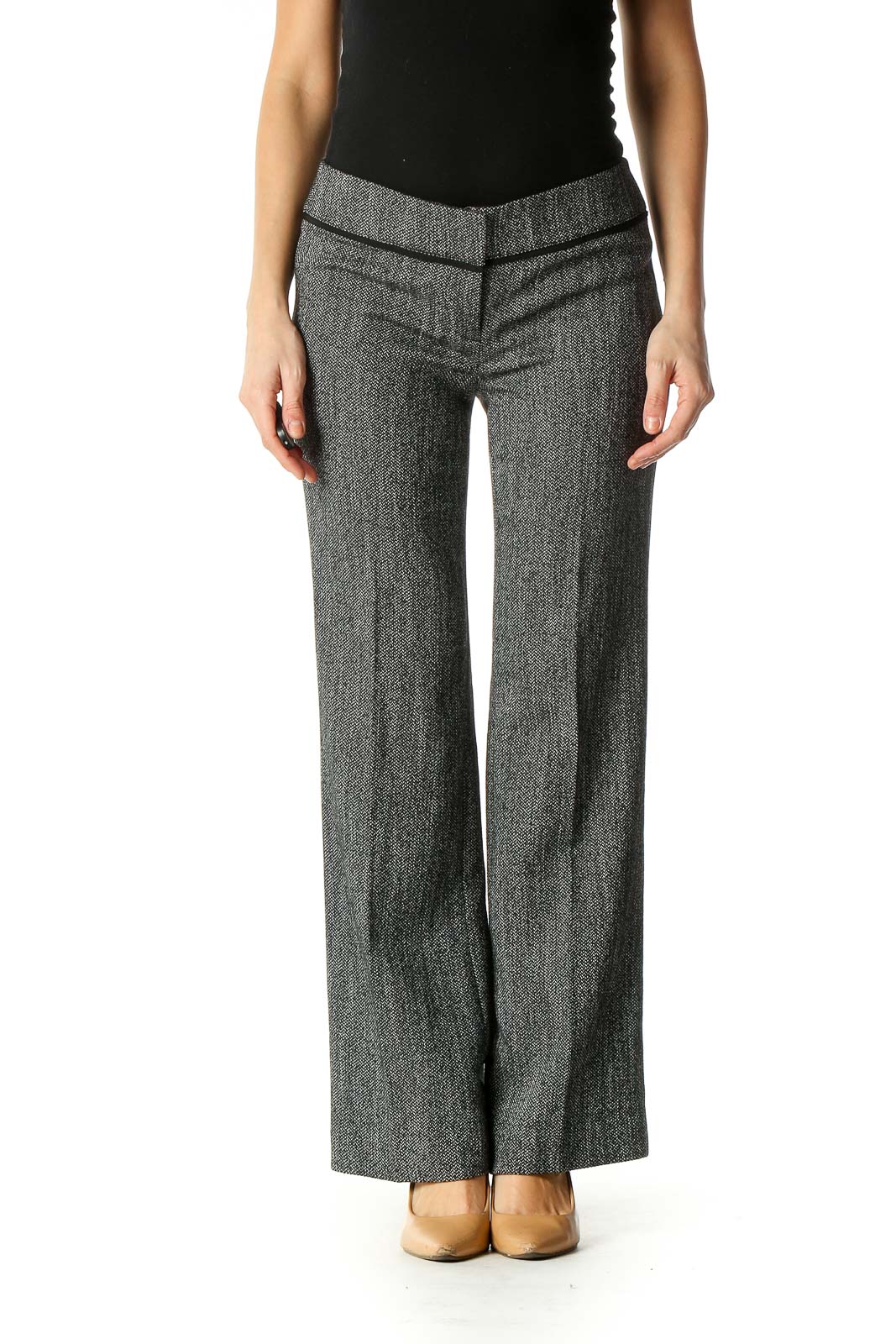 Gray Print Bohemian Trousers Front