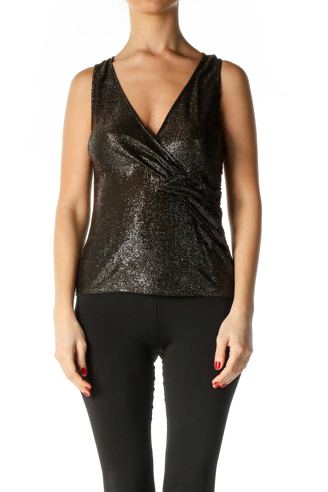 Brown Sequin Blouse Front