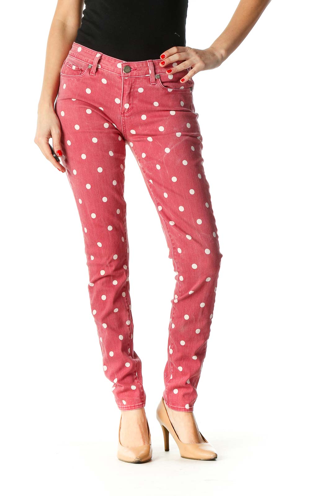Pink Polka Dot Casual Trousers Front