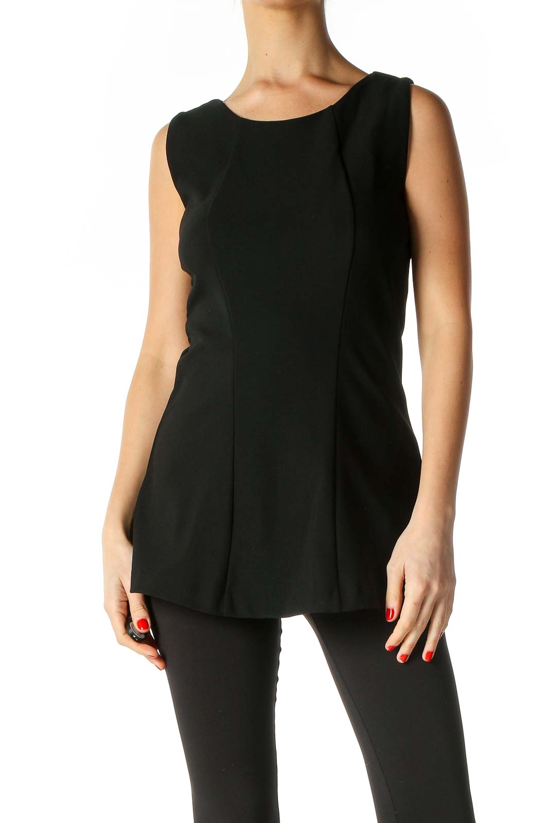 Black Solid Blouse Front
