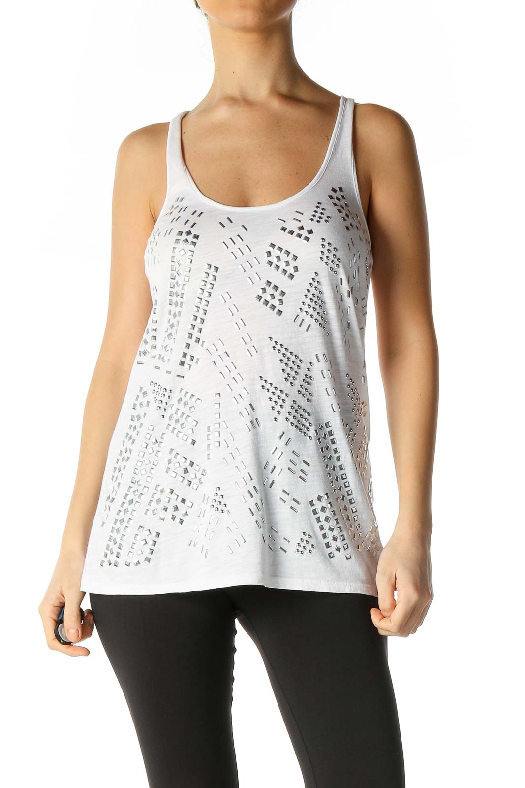 White Lace Holiday Tank Top Front