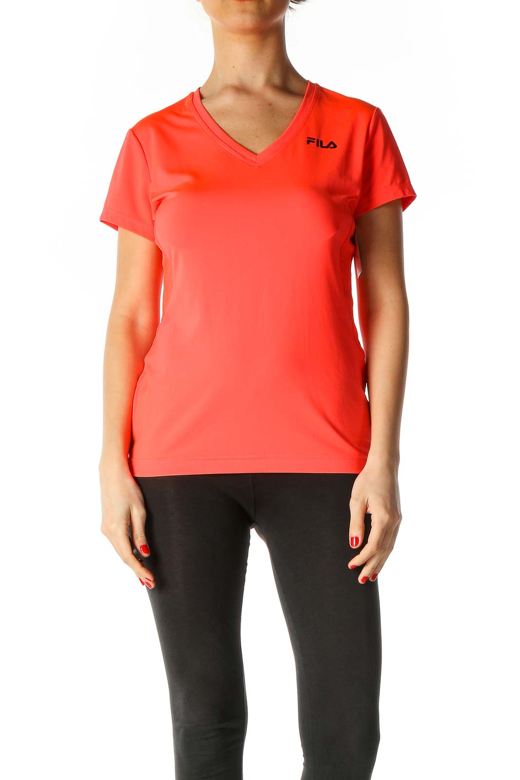 Red Solid Activewear T-Shirt Front