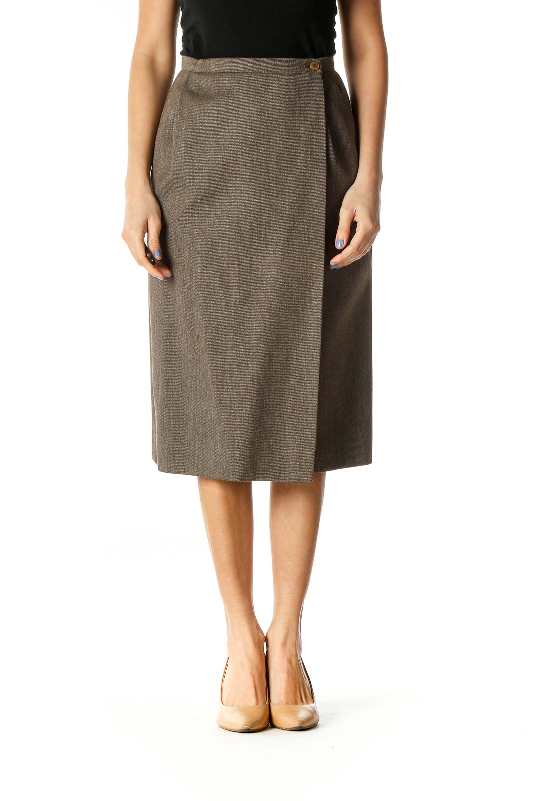 Brown Wool Pencil Skirt Front