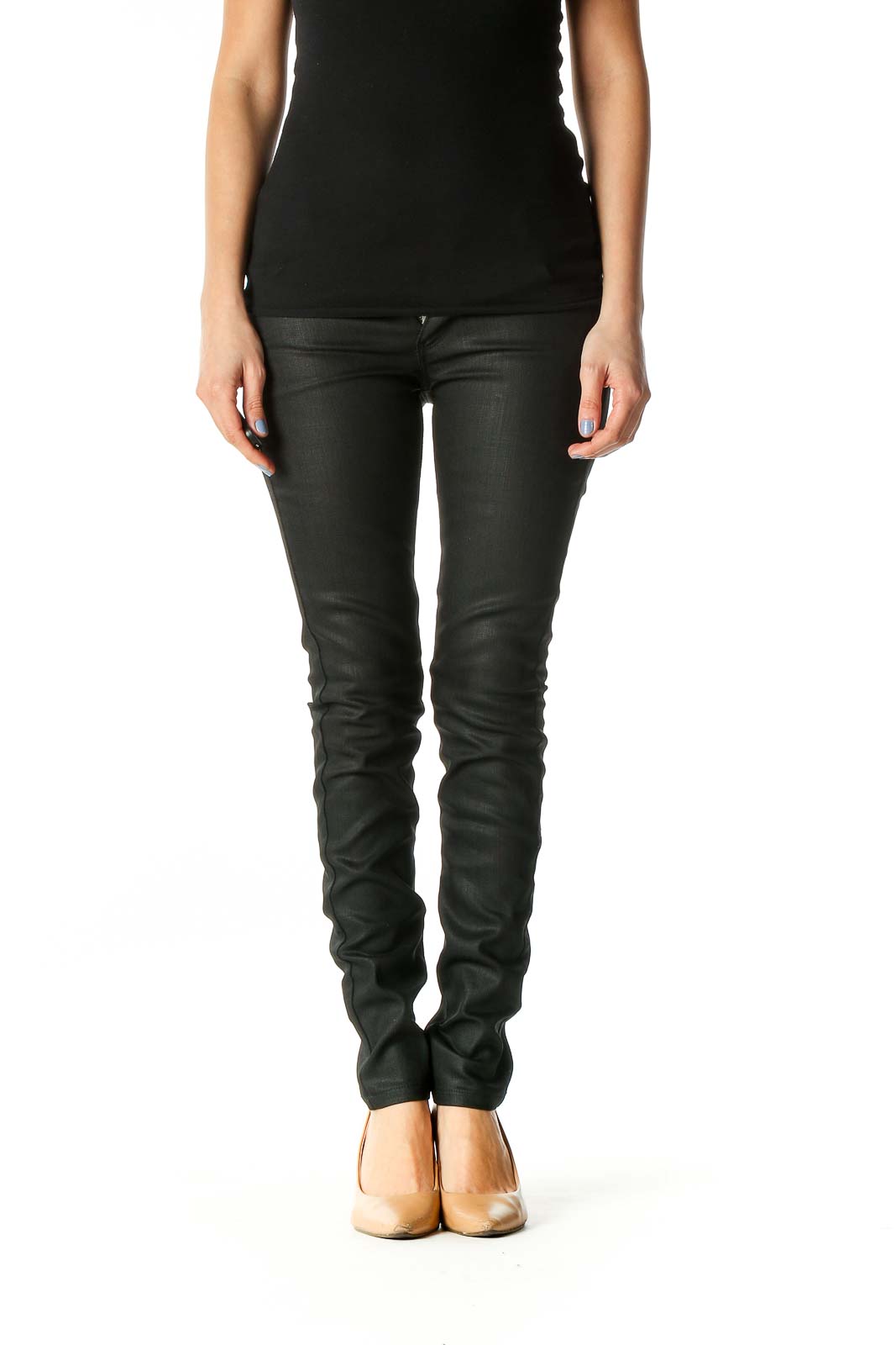 Black Casual Skinny Jeans Front