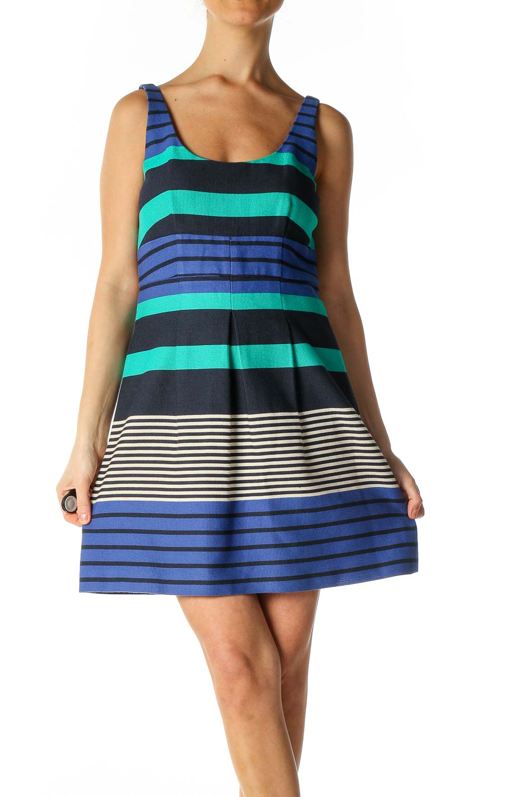 Blue Striped Casual Fit ☀ Flare Dress ...