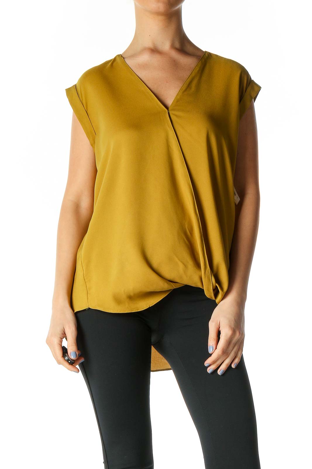 Yellow Solid Casual Blouse Front