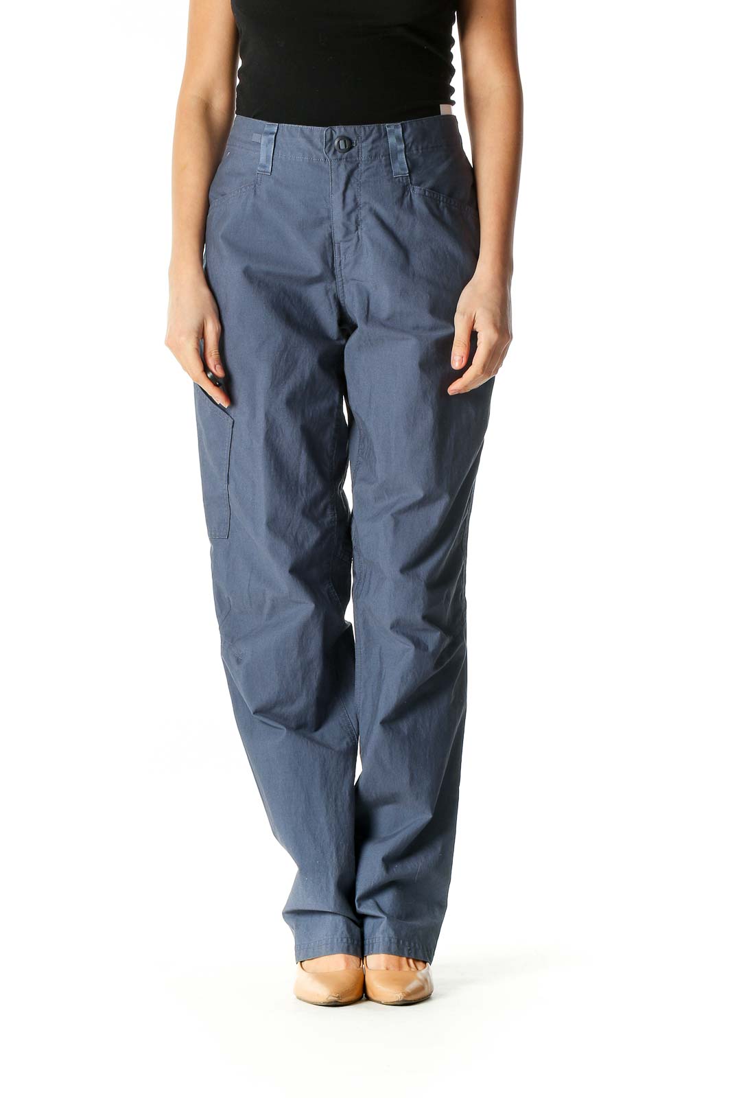 Gray Solid Activewear Pants Front