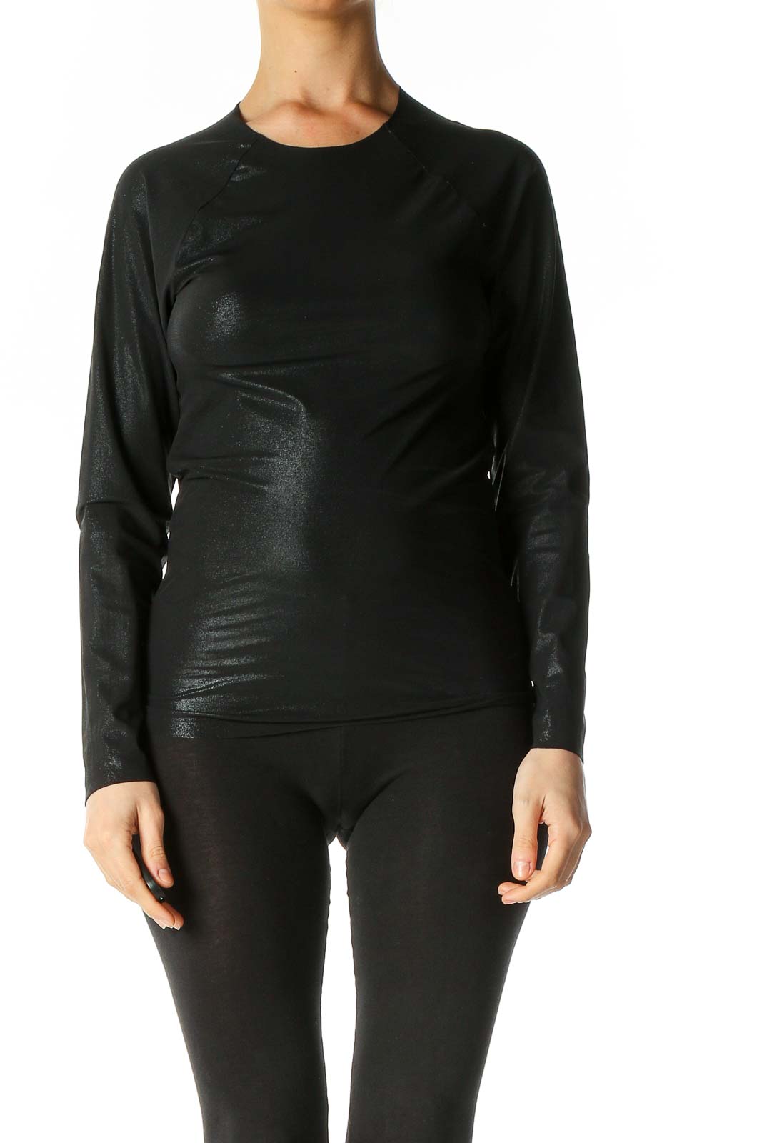 Black Solid All Day Wear Top Front
