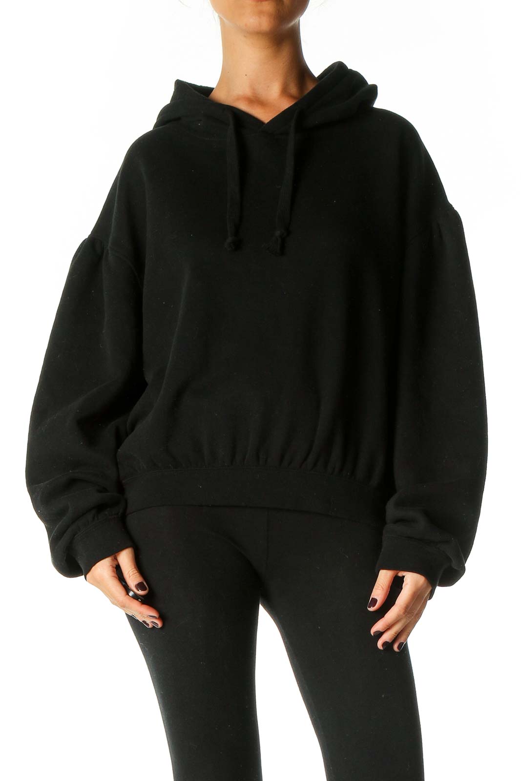 Black Solid Sweatshirt Front