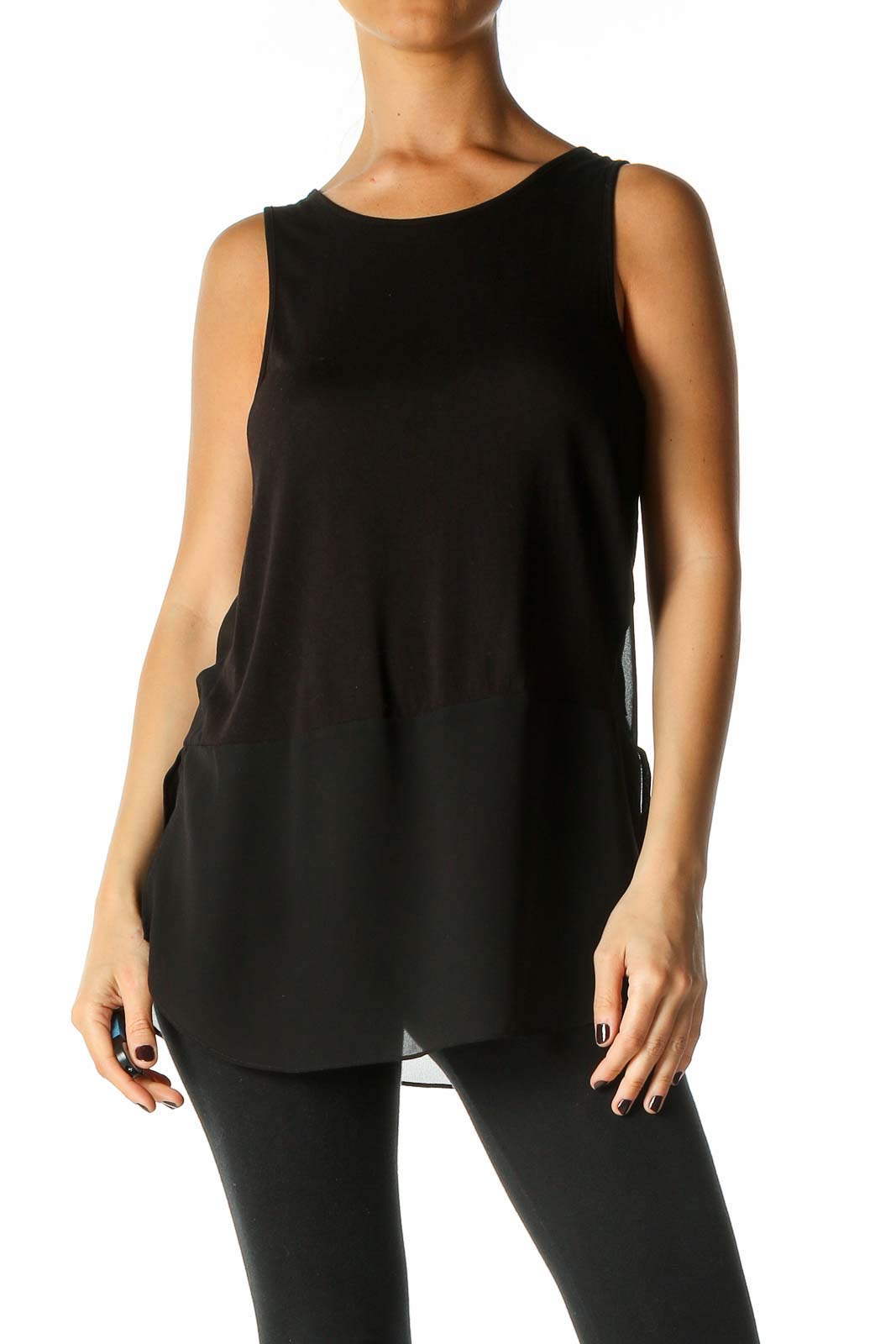 Black Solid Tank Top Front