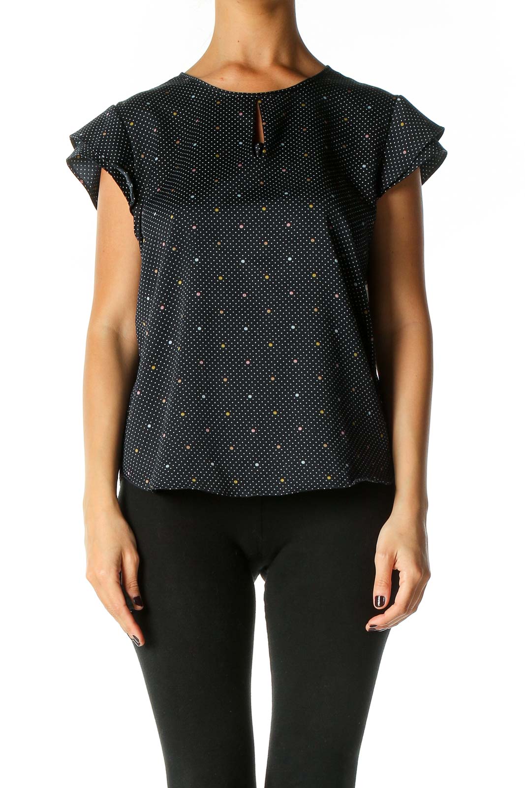 Blue Polka Dot All Day Wear Blouse Front