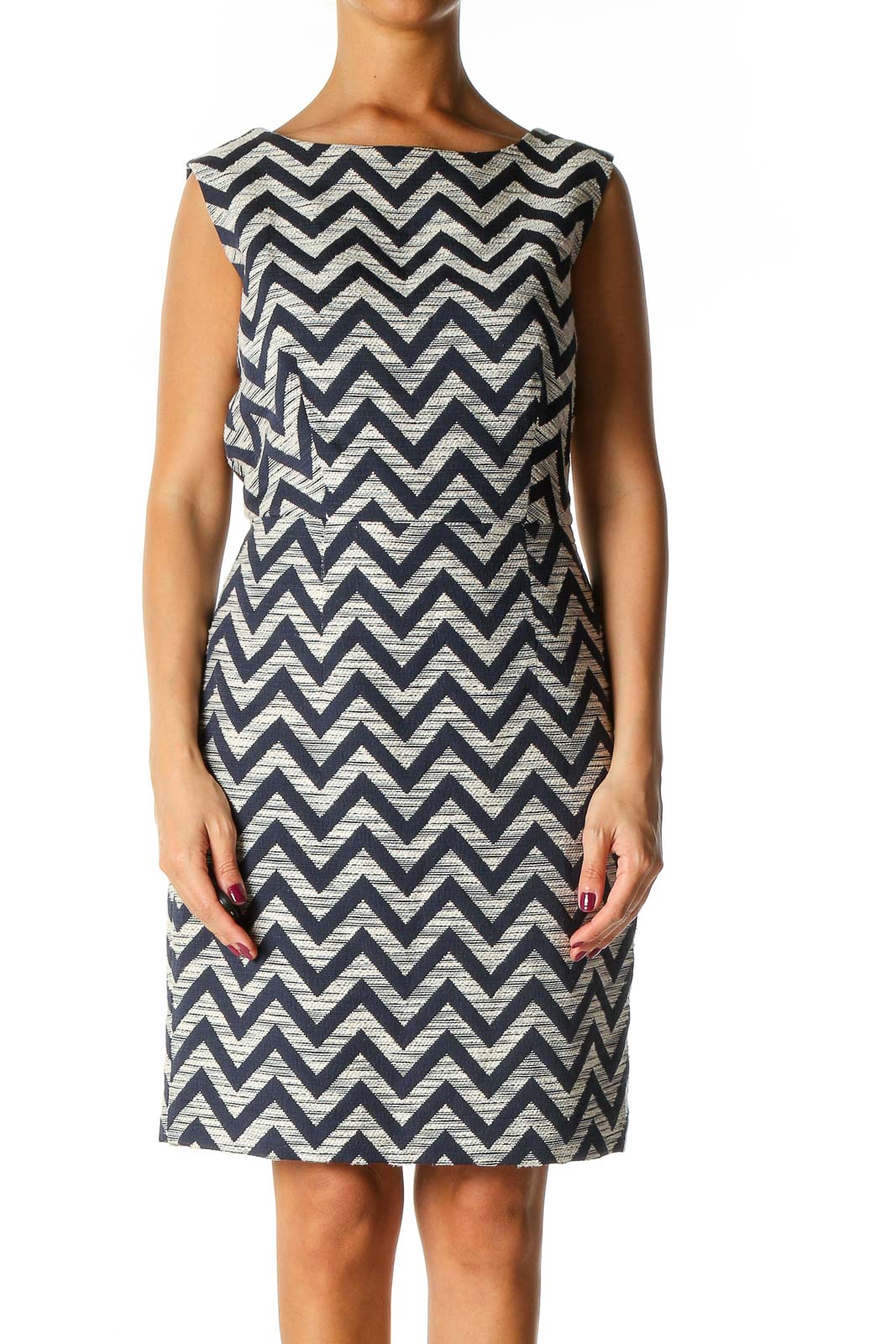Grey All Day Wear Classic Chevron Dress Front