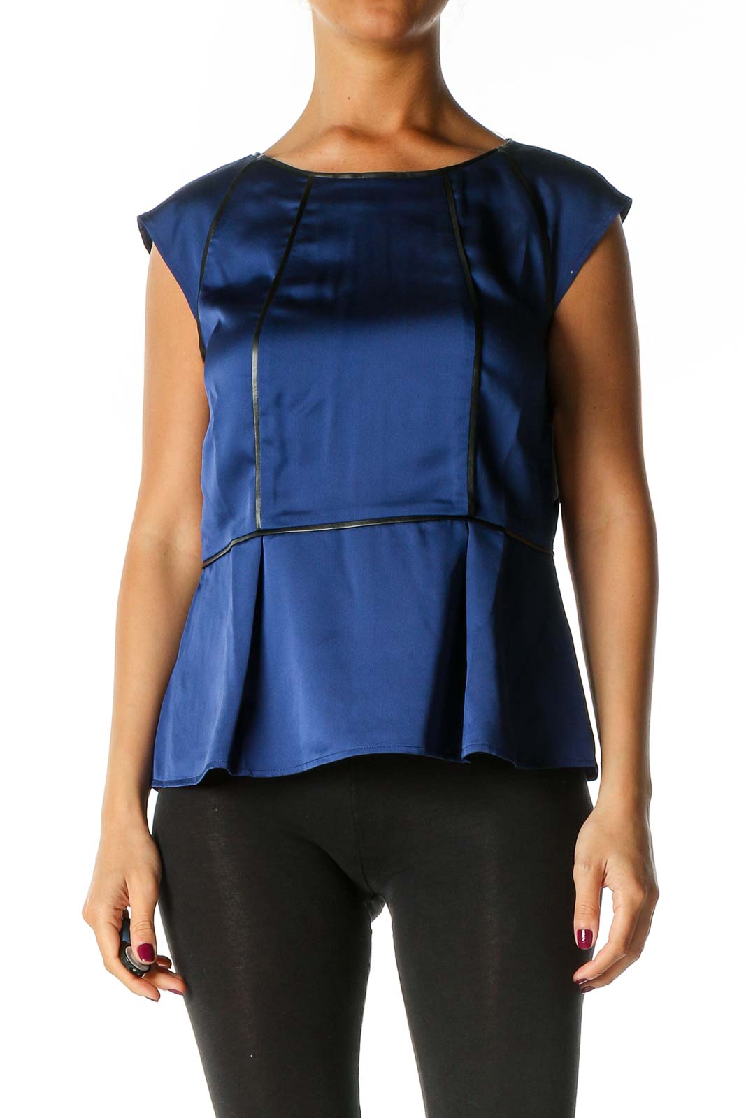 Blue Solid Chic Blouse Front