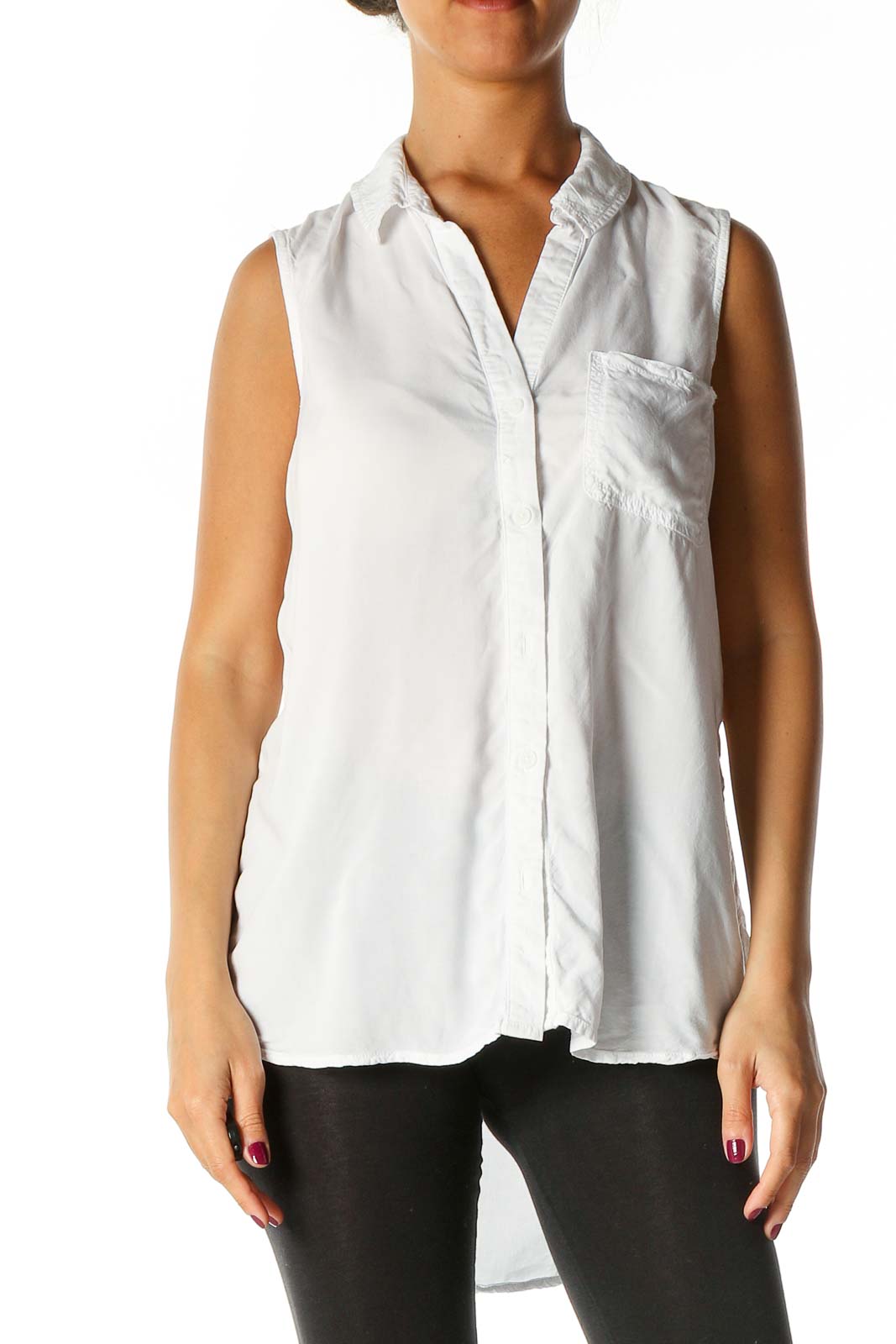 White Solid Brunch Blouse Front