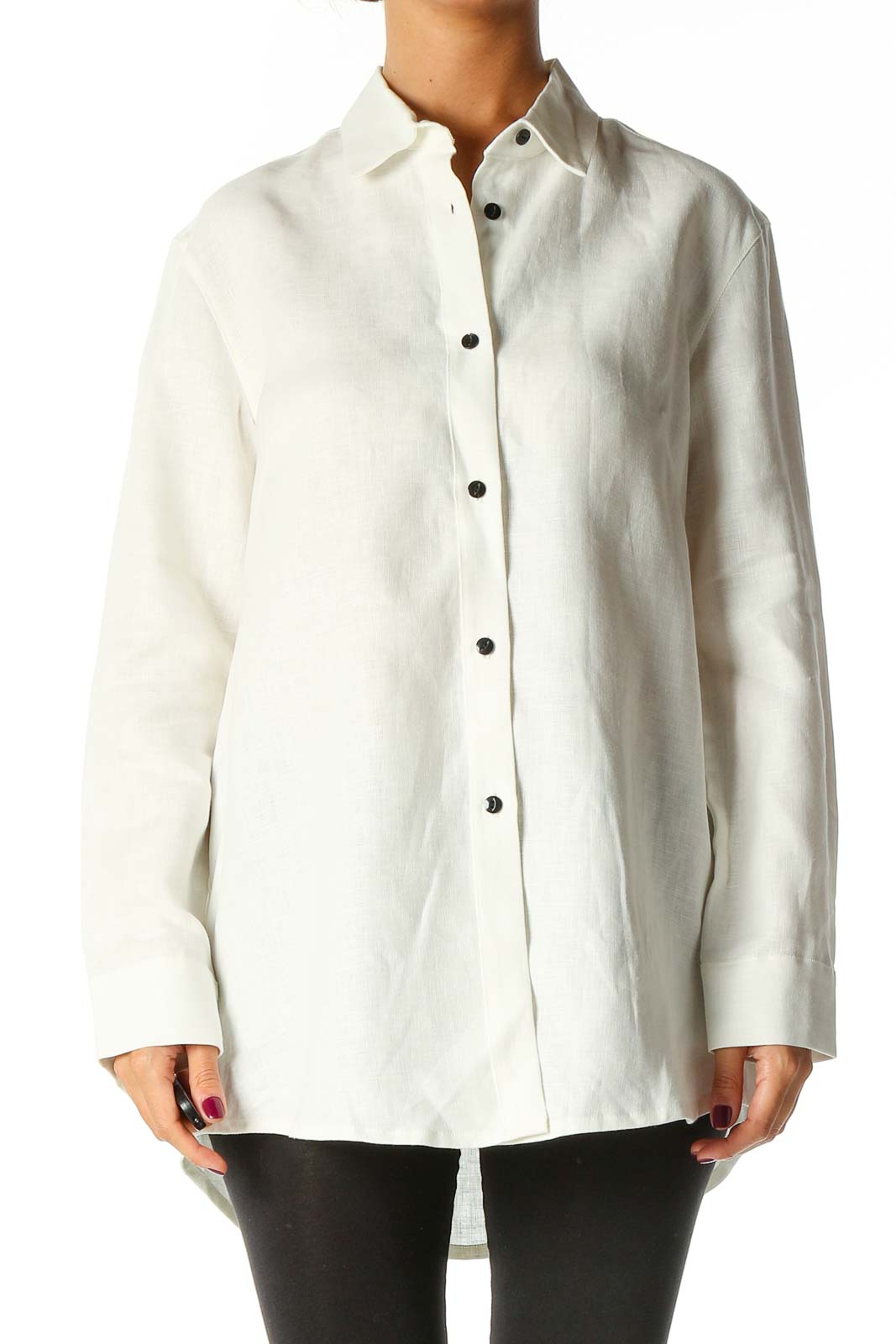 White Solid All Day Wear Shirt Front