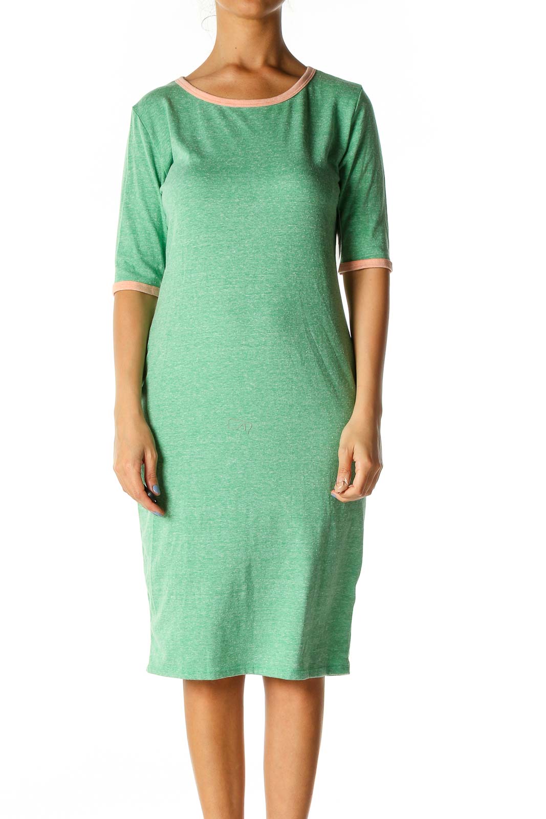 Green Colorblock Day Shift Dress Front