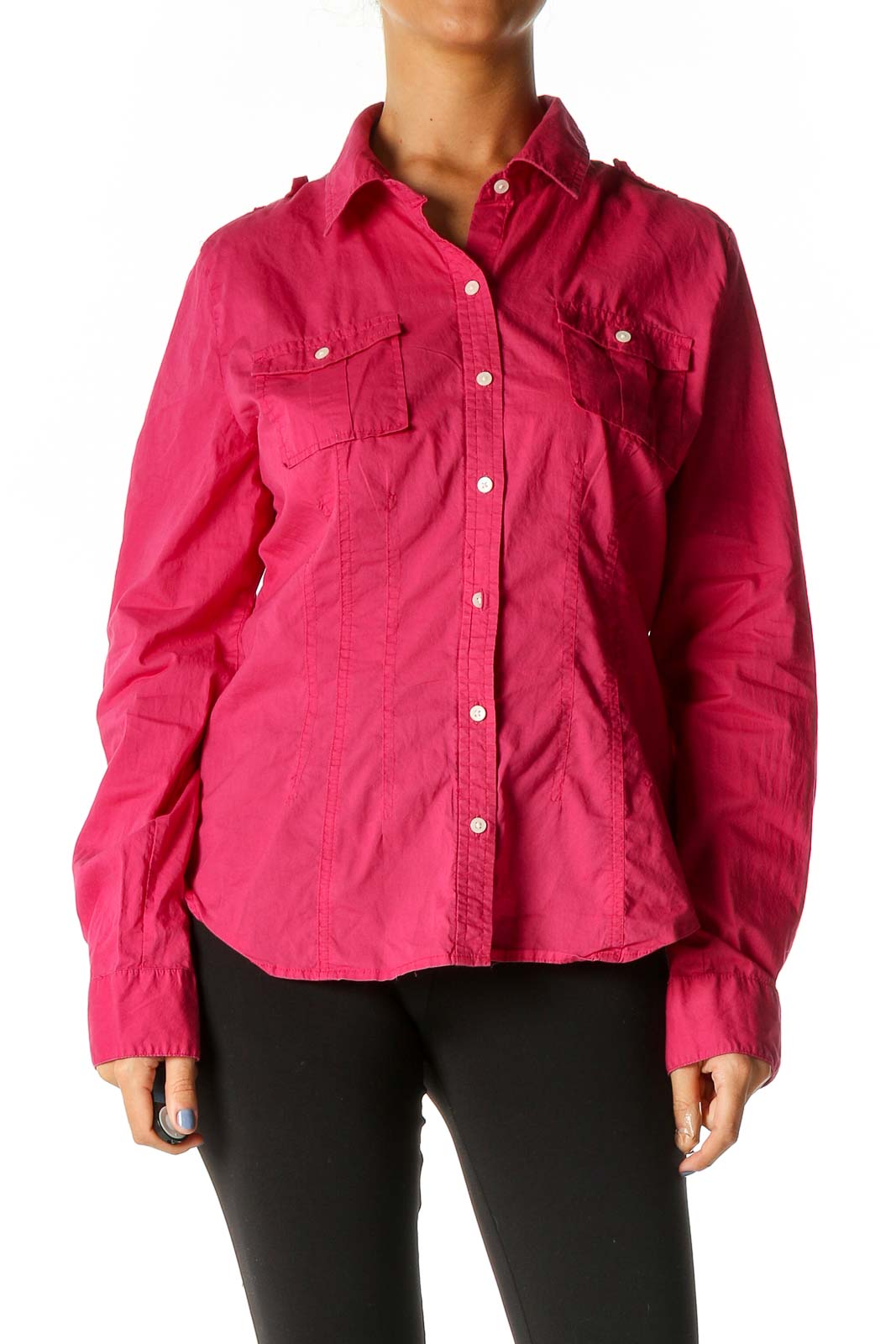 Pink Solid Retro Shirt Front