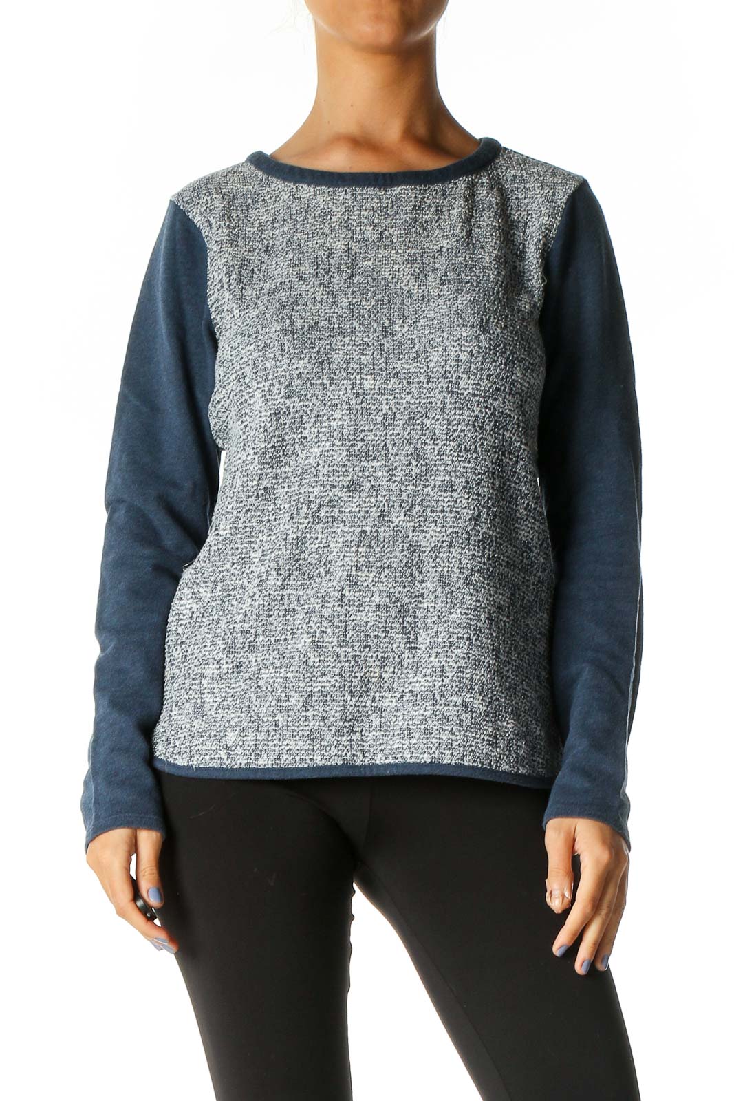 Blue Textured Sweater Front