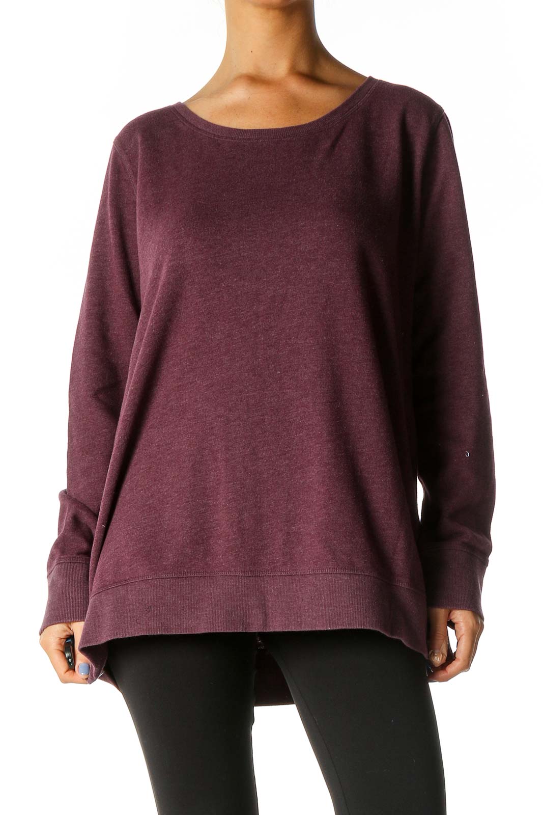 Purple Solid Casual Sweater Front