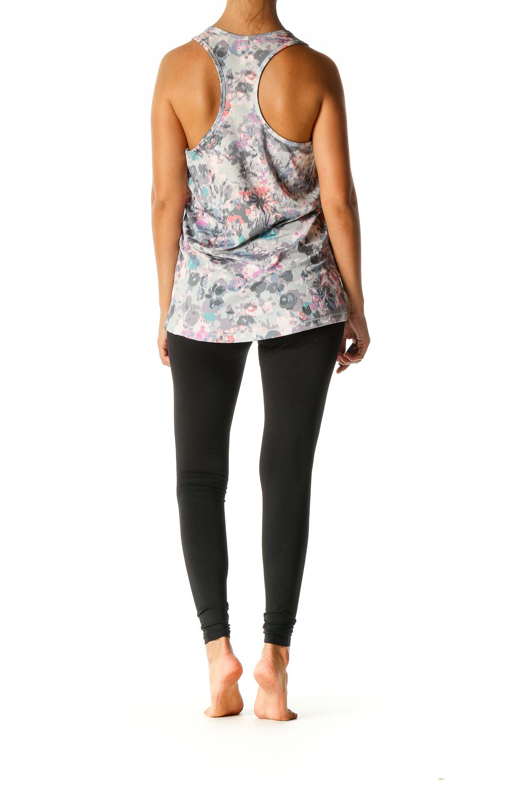 Eddie Bauer - Gray Floral Print Activewear Tank Top Unknown