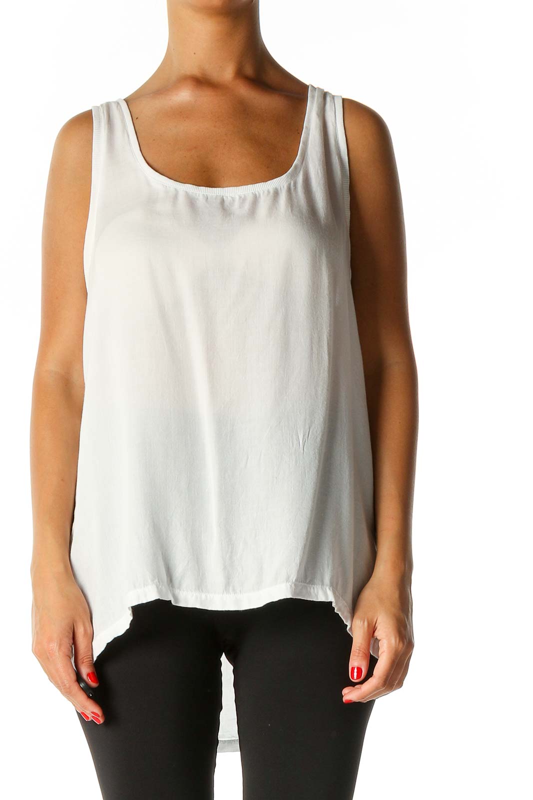 White Solid Tank Top Front