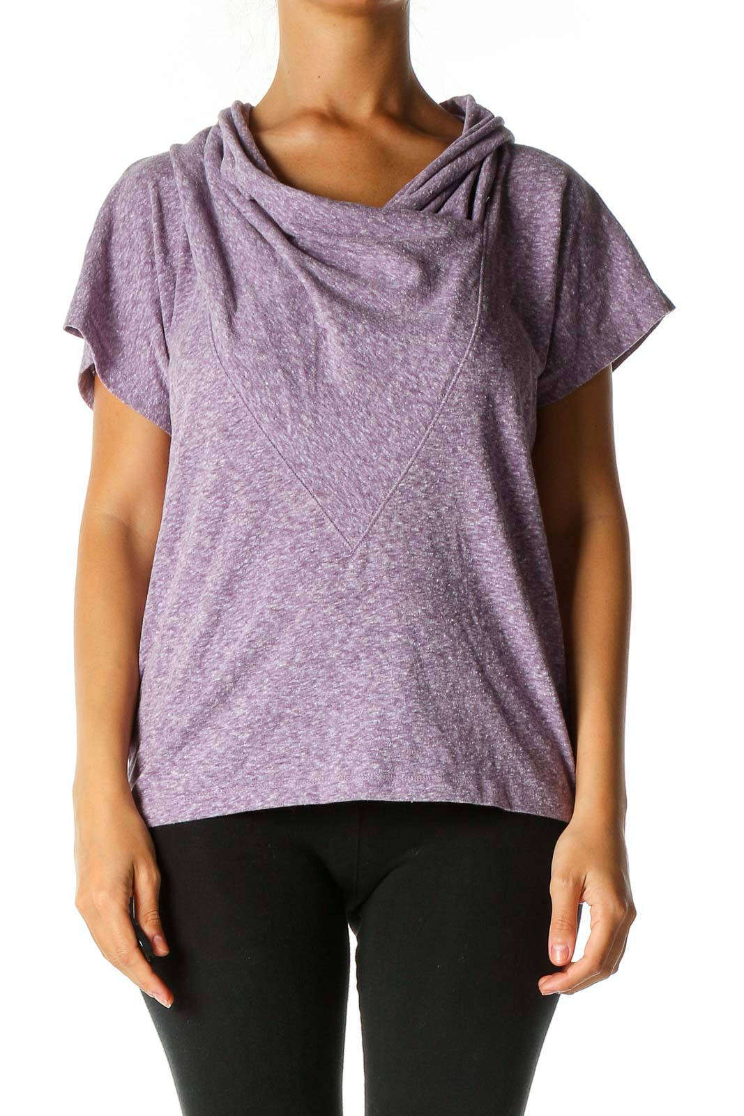 Purple Textured Activewear T-Shirt Front