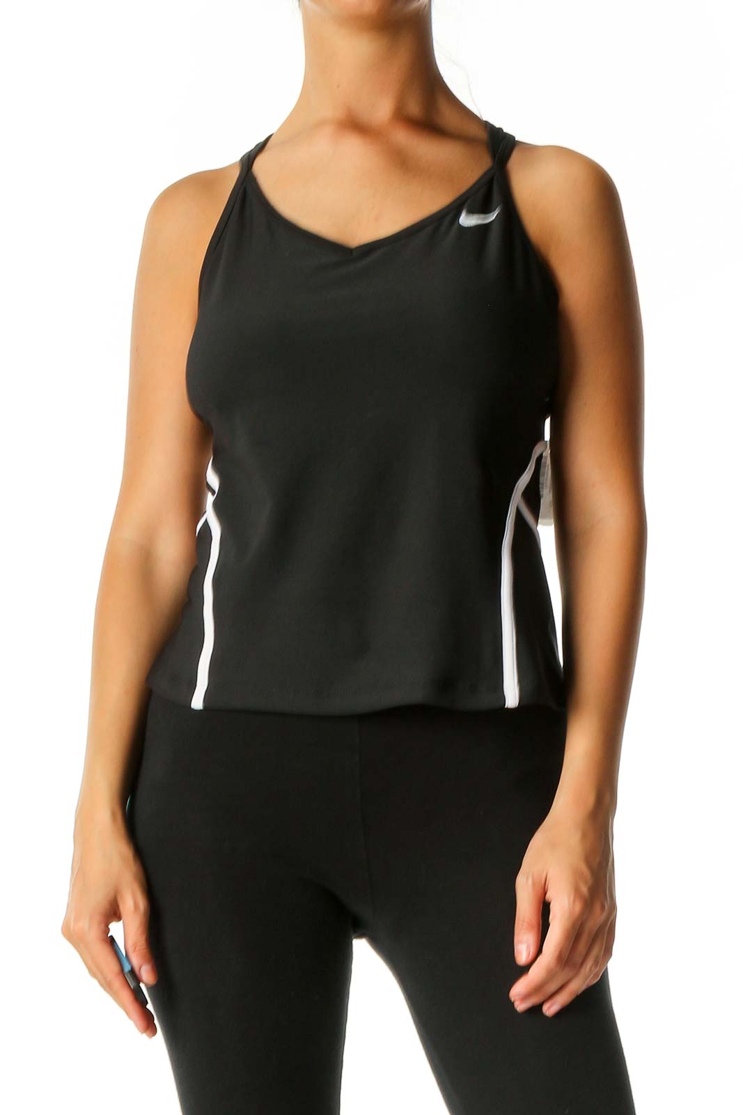 Nike - Black Solid Activewear Tank Top Polyester Spandex Nylon | SilkRoll