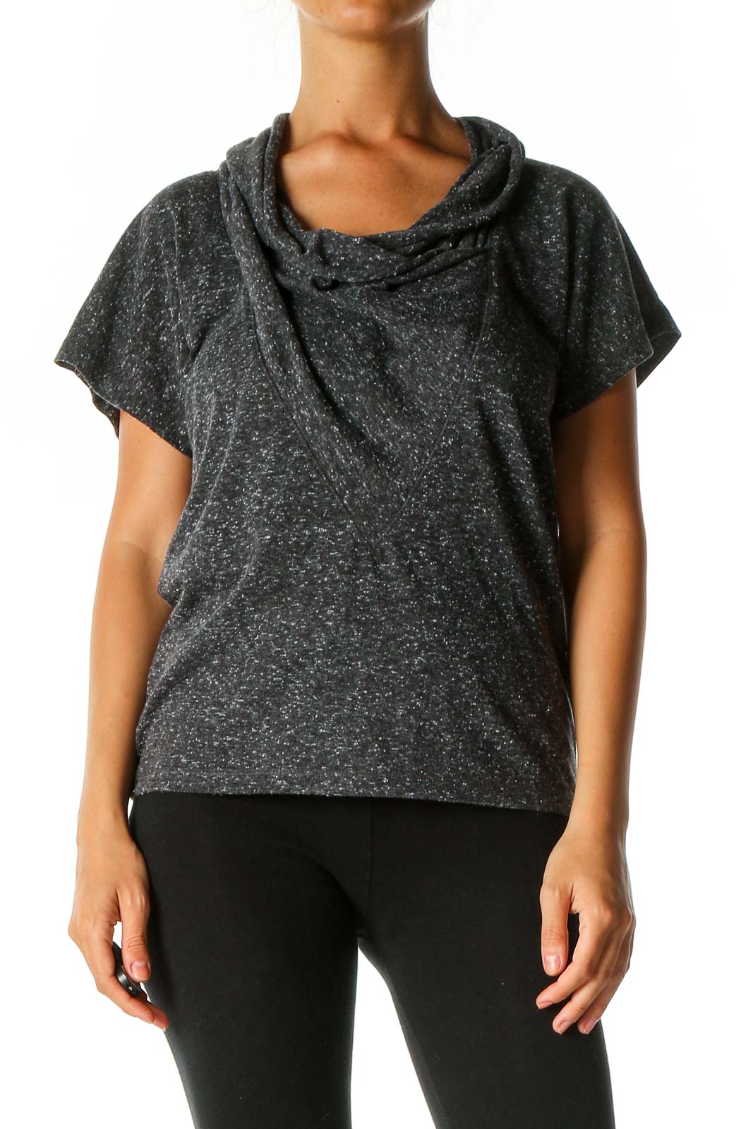 Gray Textured Activewear T-Shirt Front