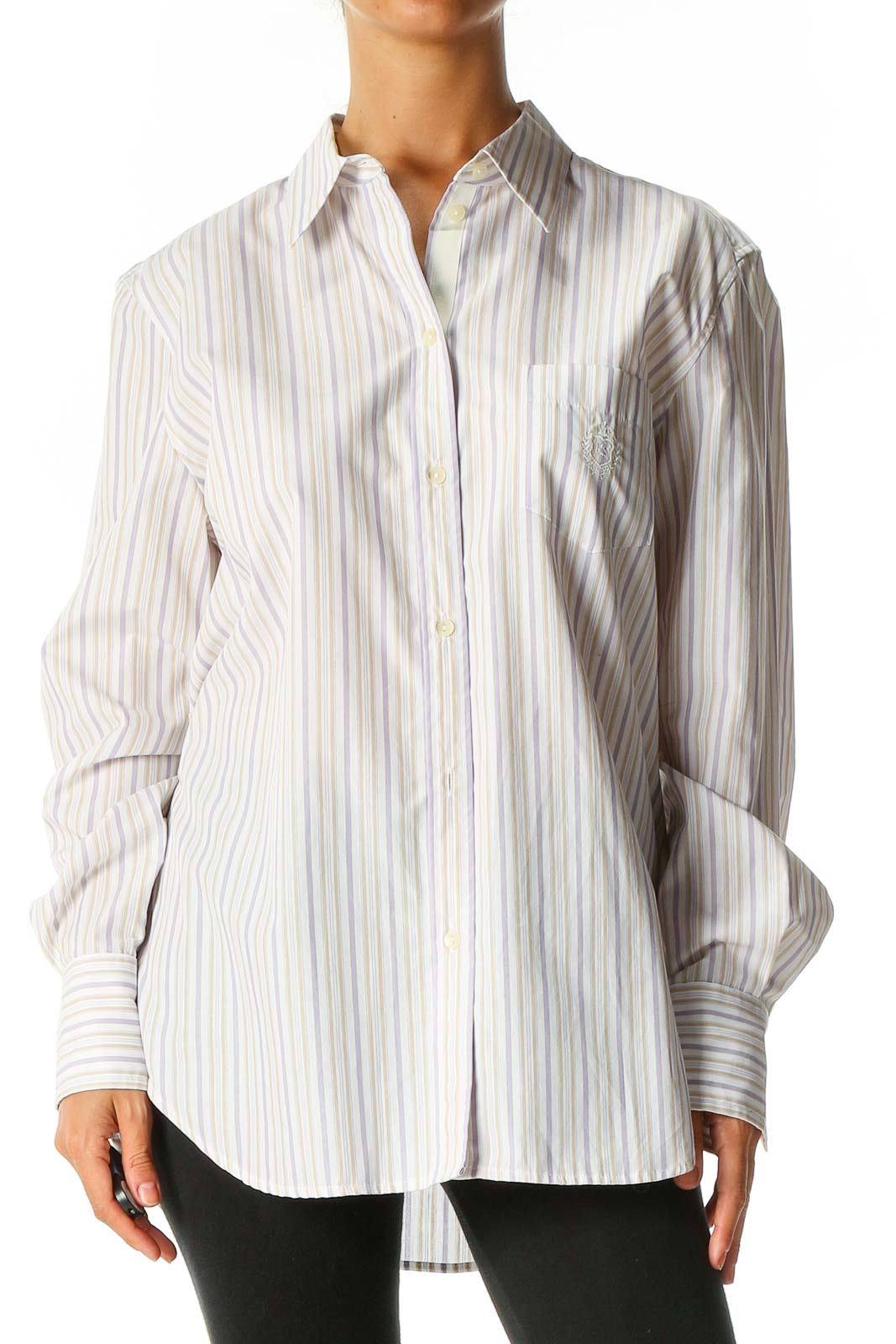 White Striped Formal Shirt Front