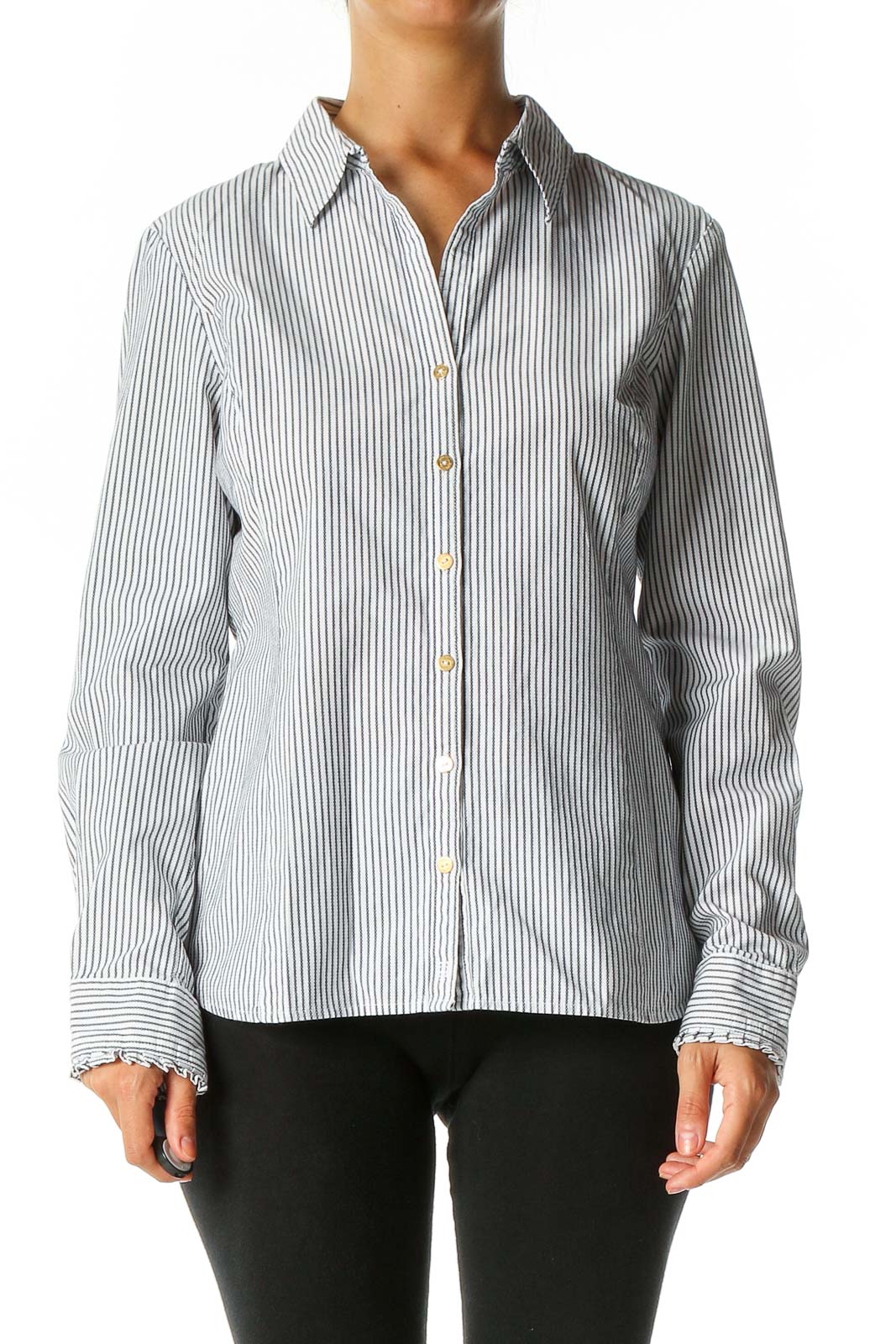 White Striped All Day Wear Shirt Front