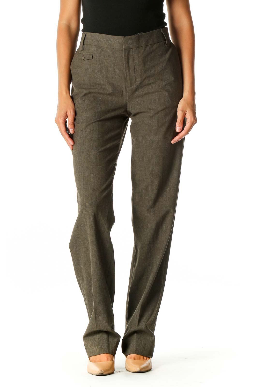 Brown Glen Check Classic Trousers Front