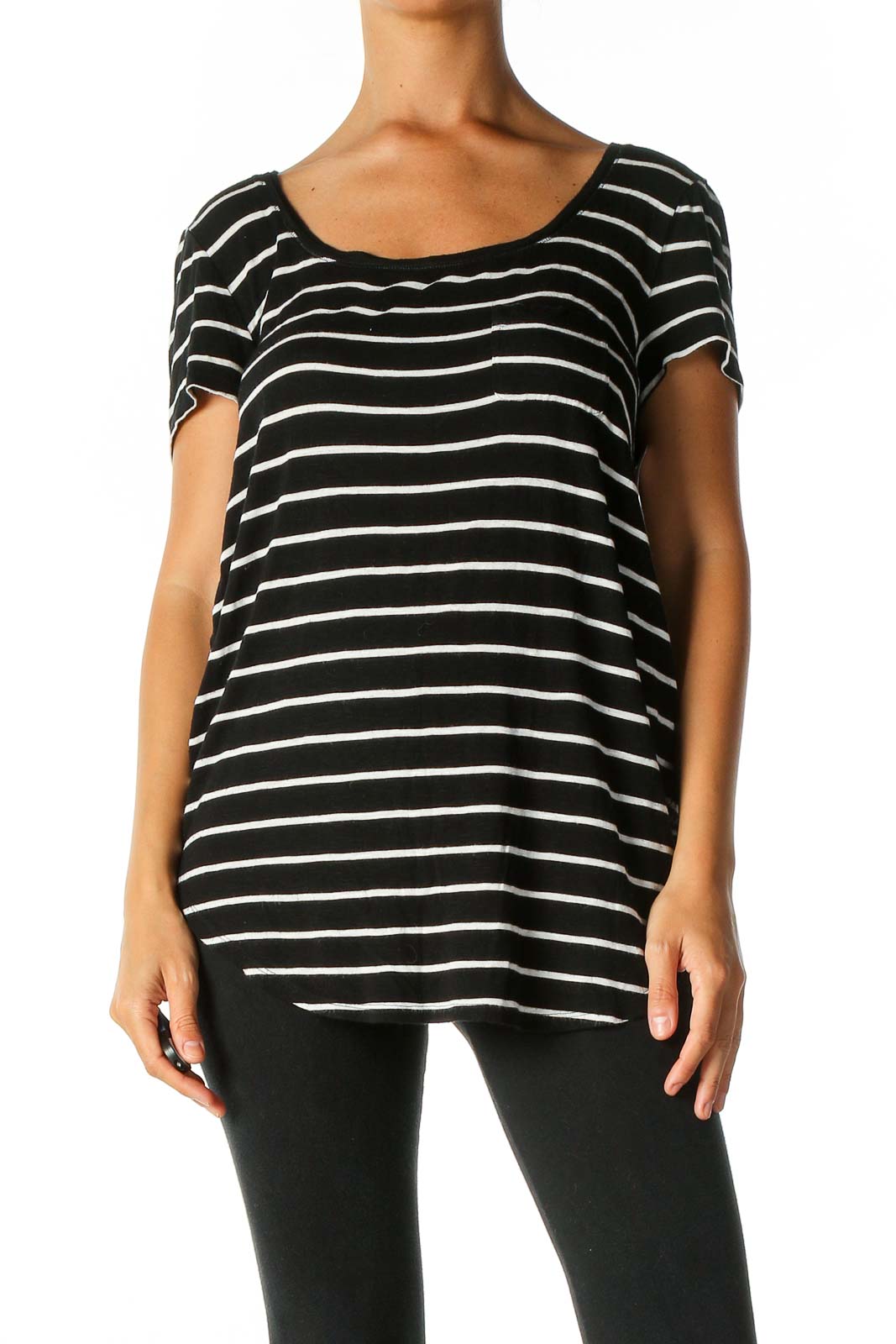 Black Striped T-Shirt Front