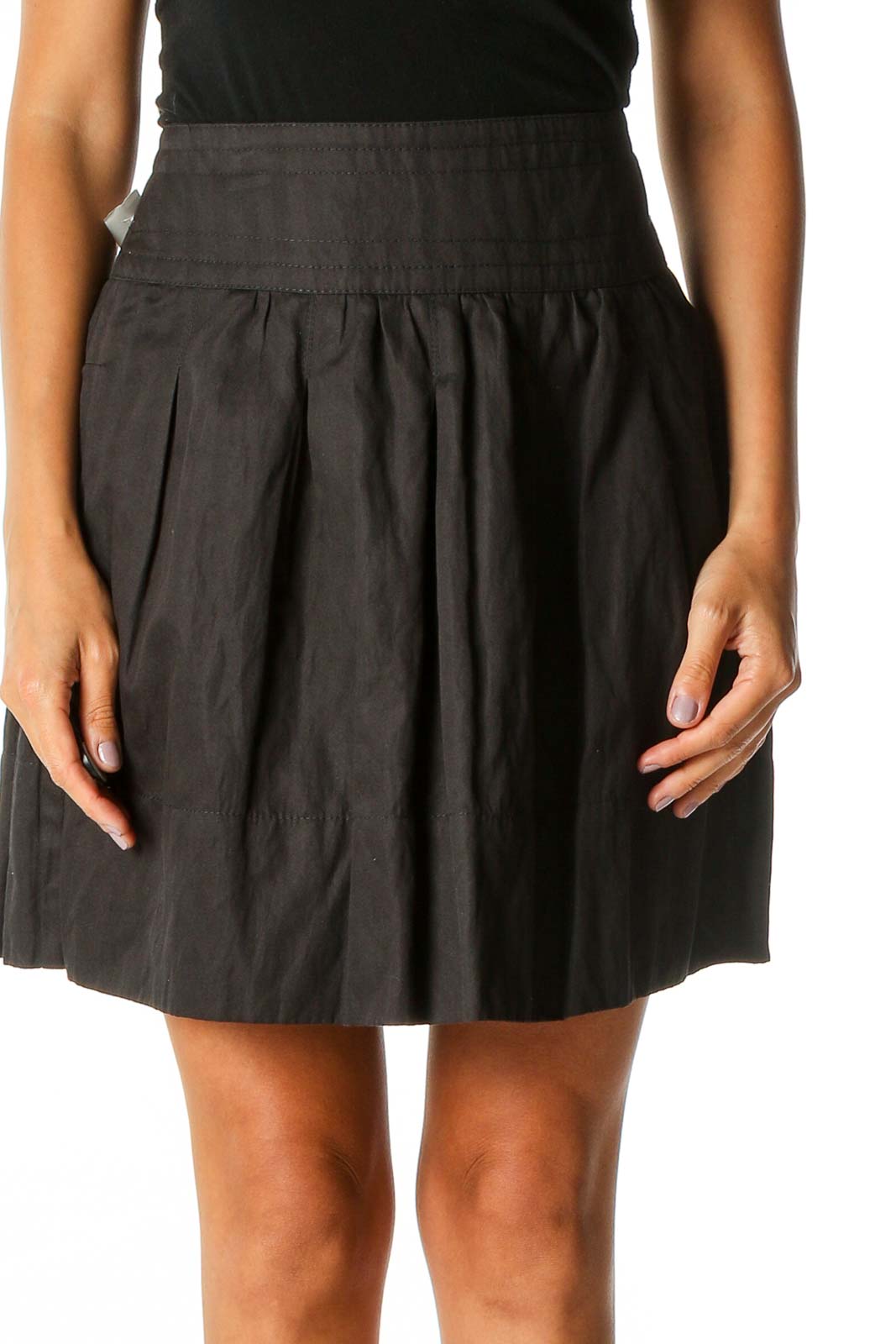 Black Chic Pleated Skirt Front