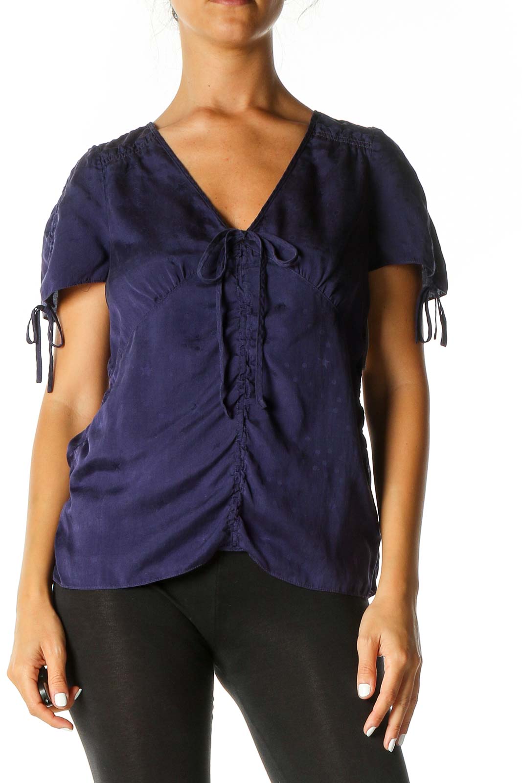 Purple Solid Chic Blouse Front