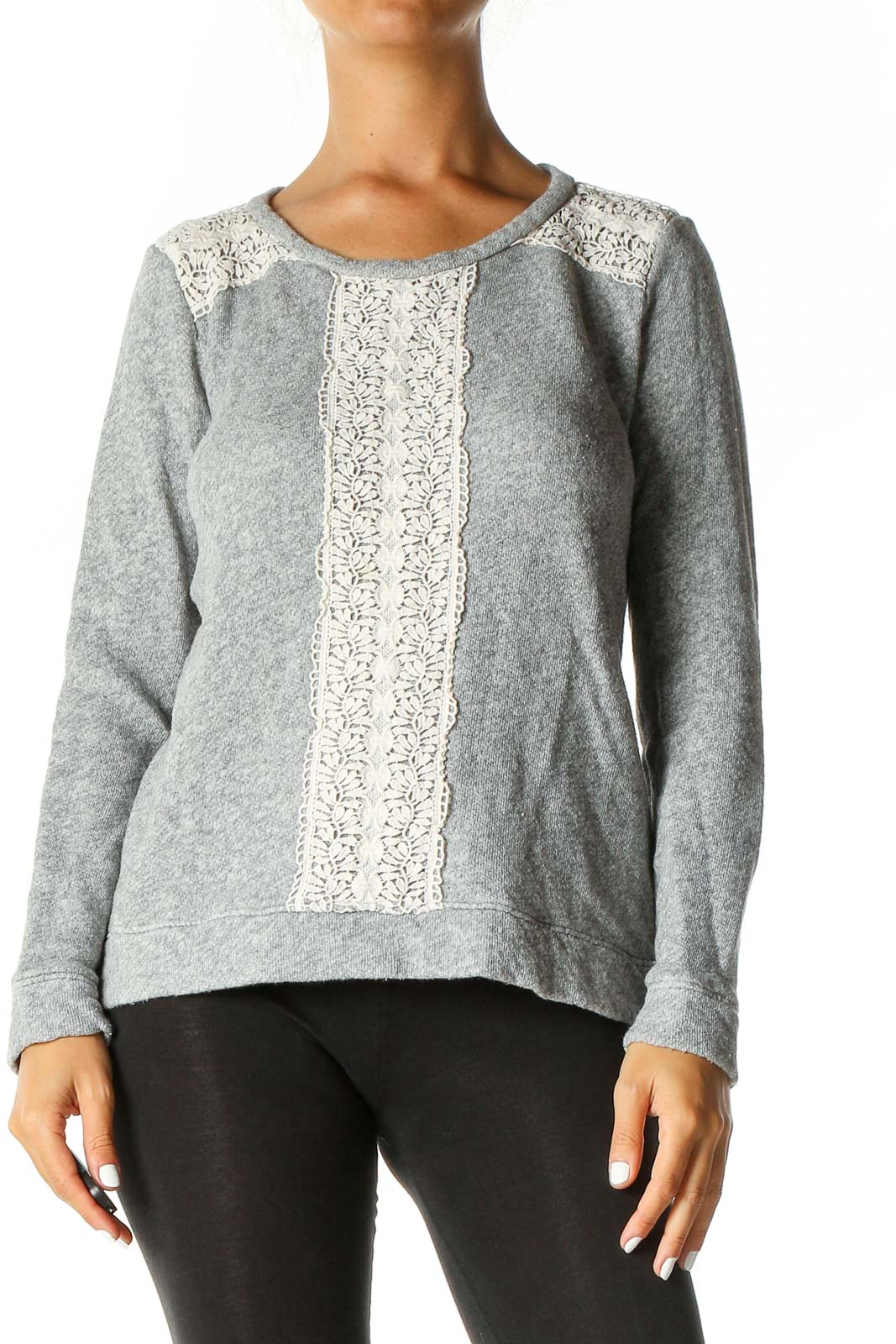 Gray Textured Sweater Front